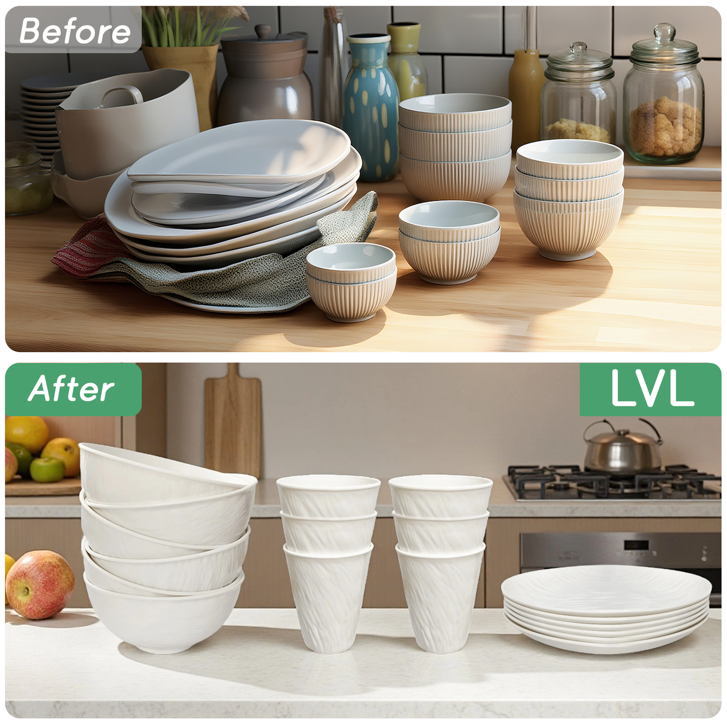 Unbreakable Dinnerware Sets, Rock Texture Bowls Sets for 18PCS, Microwave & Dishwasher Safe, Eco-Friendly, Perfect for Dinners, Buffets, and Events- White