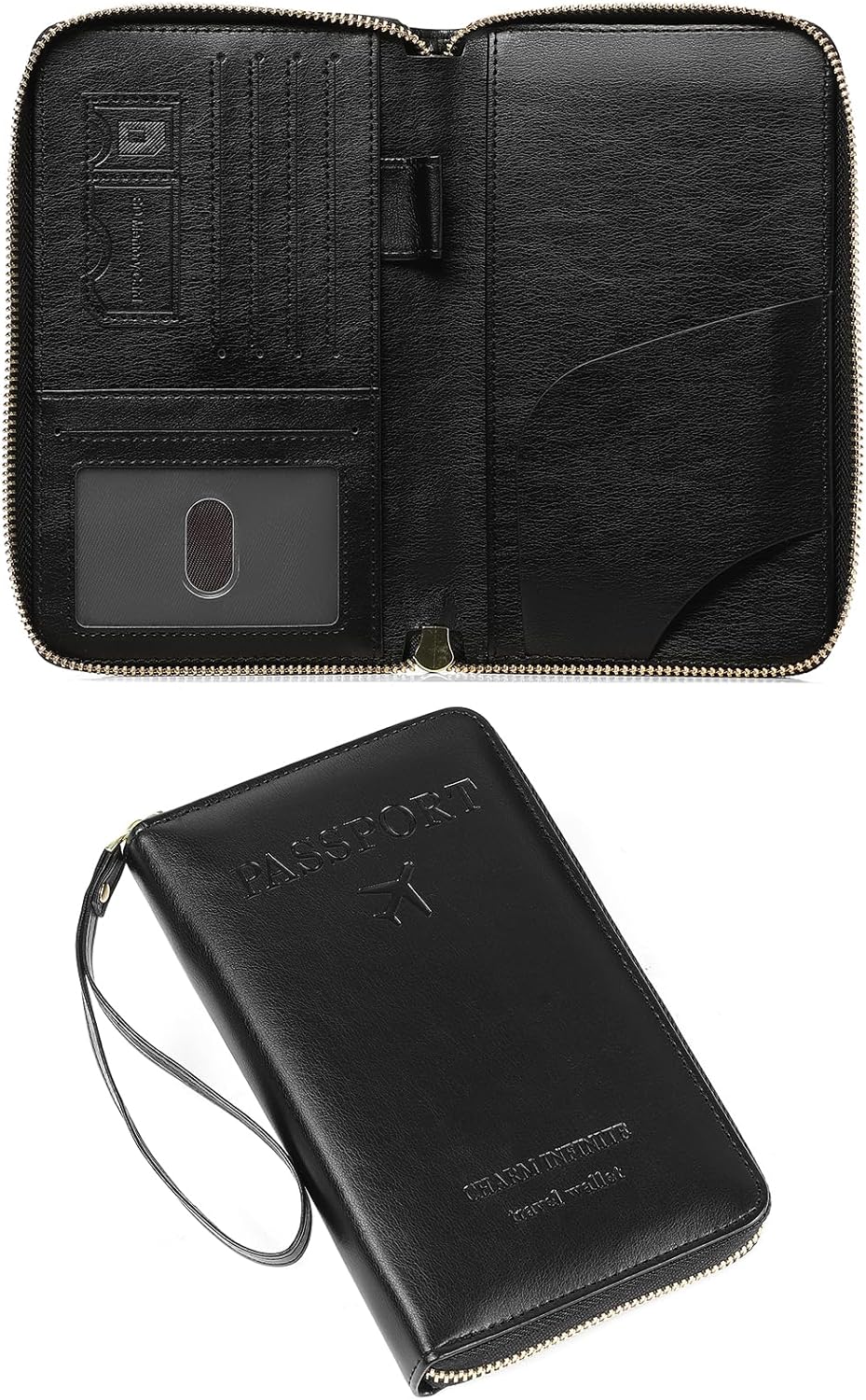 EHIW Passport Holder for Travel Essentials, Passport Wallet Cover Case for Travel Must Haves Accessories,Passport Book Holders for Women and Men(black)