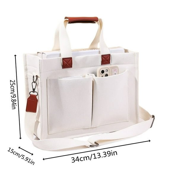 EHIW Tote Bag for Women With Compartments,Large Canvas Tote Women's Purse Crossbody Bags Work Laptop Book Bag Satchels Handbags,Black