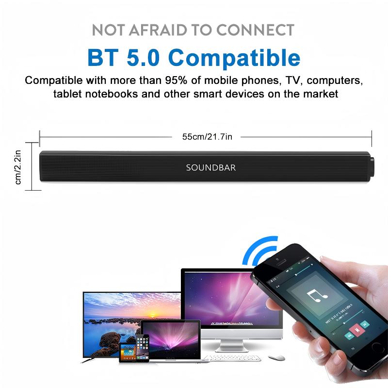 LOOKFUN Sound Bar for Smart TV, Soundbar with Bluetooth/Opt/AUX Connect, Volume Boost, 3 Equalizer Modes, for TV/PC/Gaming/Projectors