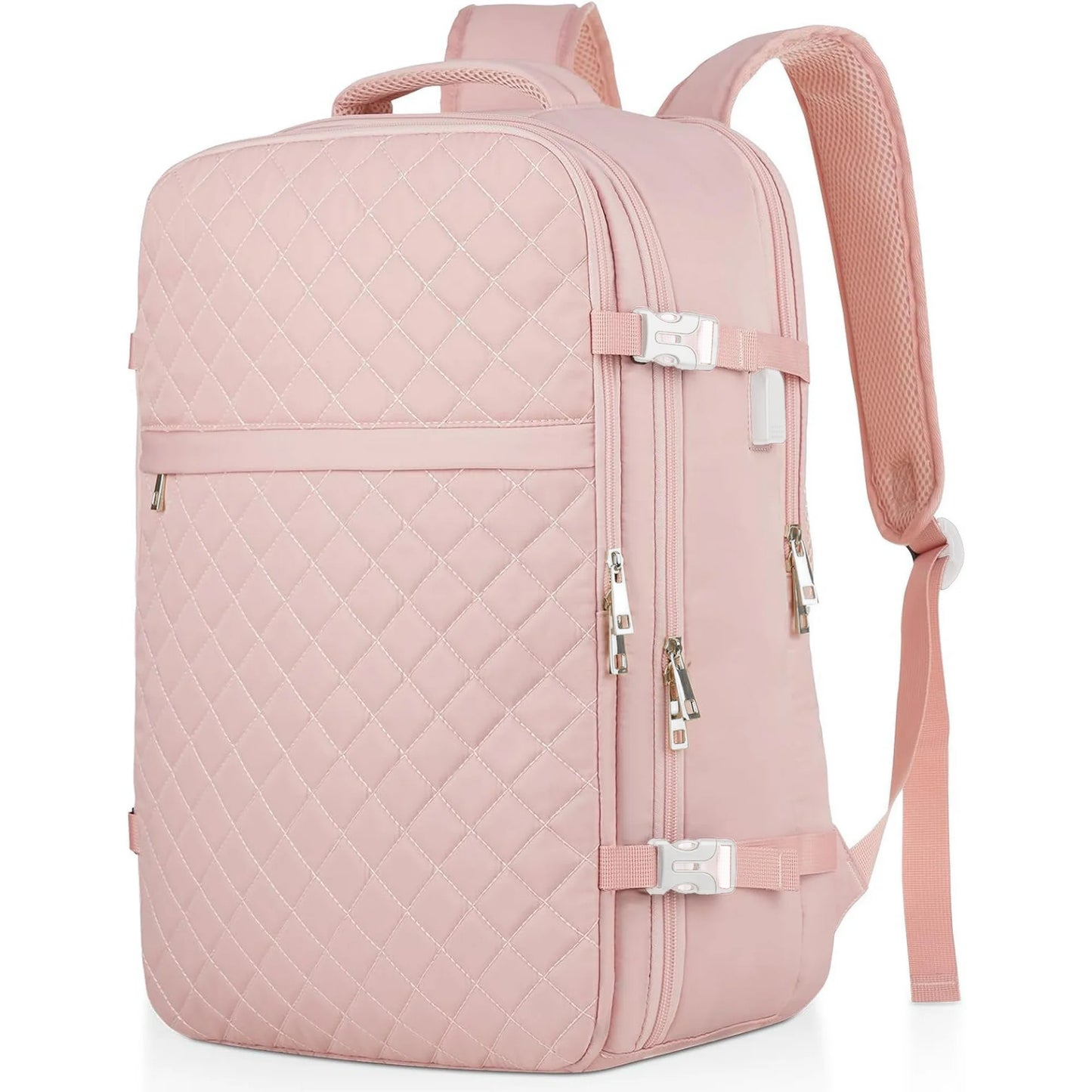 Fashion Backpack For Women And Men, Flight Approved Carry On Backpack, Water Resistant Large Casual Daypack Fit 17 Inch Laptop with USB Charging Port, The Best Gift Choice For Christmas, Pink