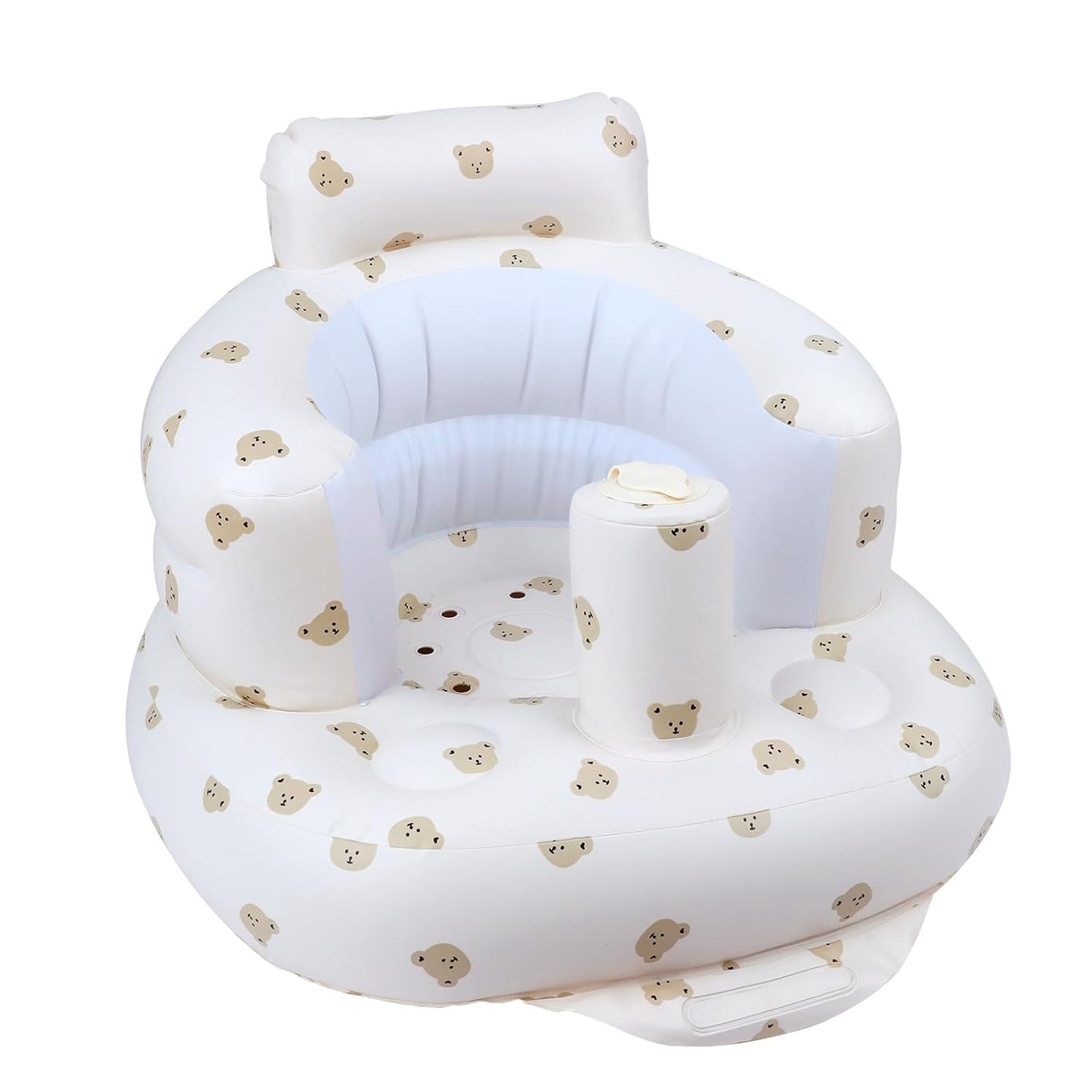 Baby Inflatable Seat for Babies 3 Months & Up, Baby Floor Seats for Sitting Up with Built in Air Pump, Blow Up Baby Chair for Infants - Bear Head
