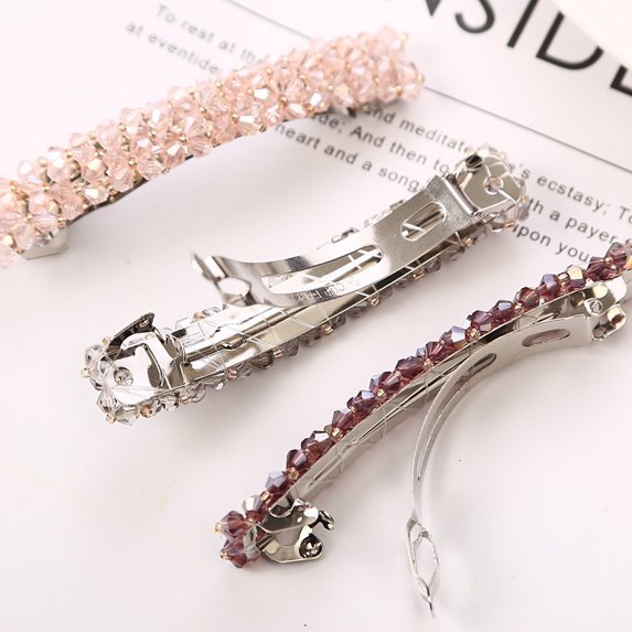EHIW Elegant Hair Clips Fashion Hair Barrettes for Women, Sparkly Glitter Rhinestones Flowers Hairpin French Style Hairclips Vintage Hair Accessoires for Women