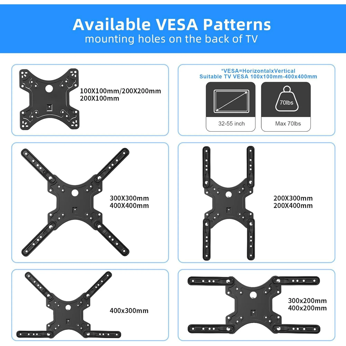LOOKFUN Full Motion TV Monitor Wall Mount Bracket Articulating Arms Swivel Tilt Extension Rotation for Most 32-55 Inch LED LCD Flat Curved Screen TVs & Monitors, Max VESA 400x400mm