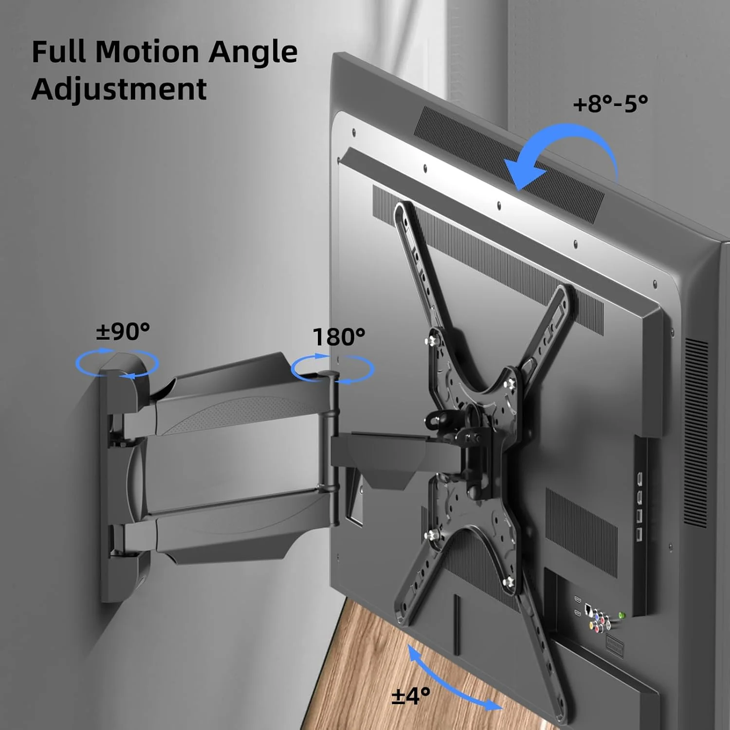 LOOKFUN Full Motion TV Monitor Wall Mount Bracket Articulating Arms Swivel Tilt Extension Rotation for Most 32-55 Inch LED LCD Flat Curved Screen TVs & Monitors, Max VESA 400x400mm