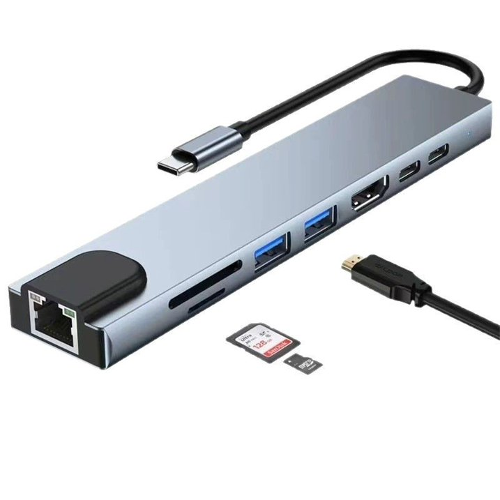 LOOKFUN 8 in 1 Usb C Hub Splitter,TF/SD Card Reader,Compatible with MacBook Pro, iPad Pro,Laptops