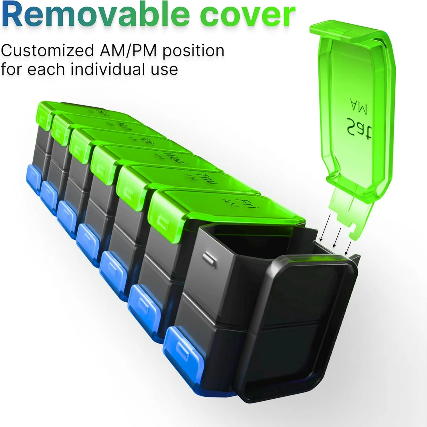 IDFINE Large Weekly Pill Organizer 2 Times a Day XL Pill Case Am Pm Pill Box 7 Day Oversized Daily Vitamin Organizer Jumbo Pill Container Twice a Day Medicine Supplement Dispenser Green and Blue