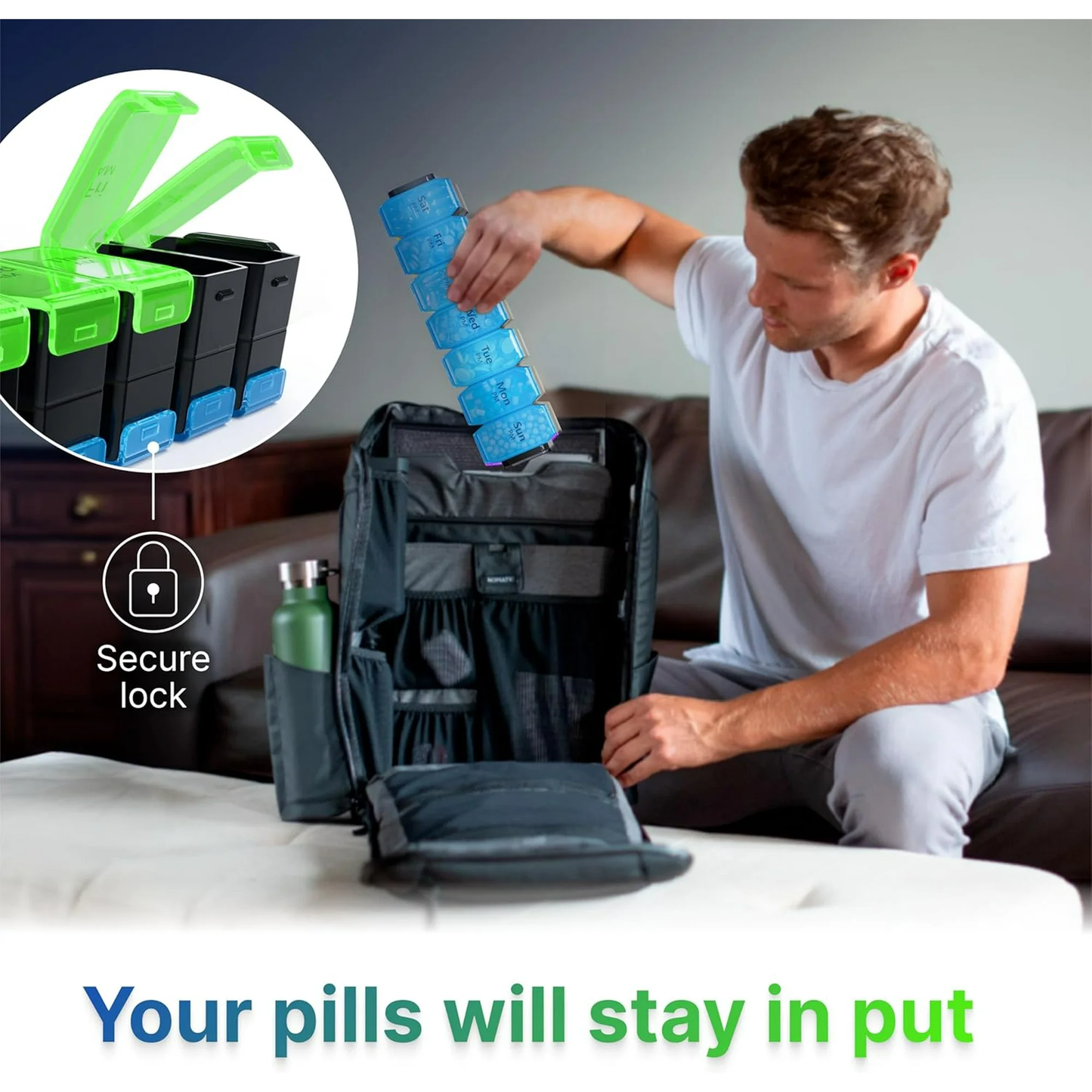 IDFINE Large Weekly Pill Organizer 2 Times a Day XL Pill Case Am Pm Pill Box 7 Day Oversized Daily Vitamin Organizer Jumbo Pill Container Twice a Day Medicine Supplement Dispenser Green and Blue