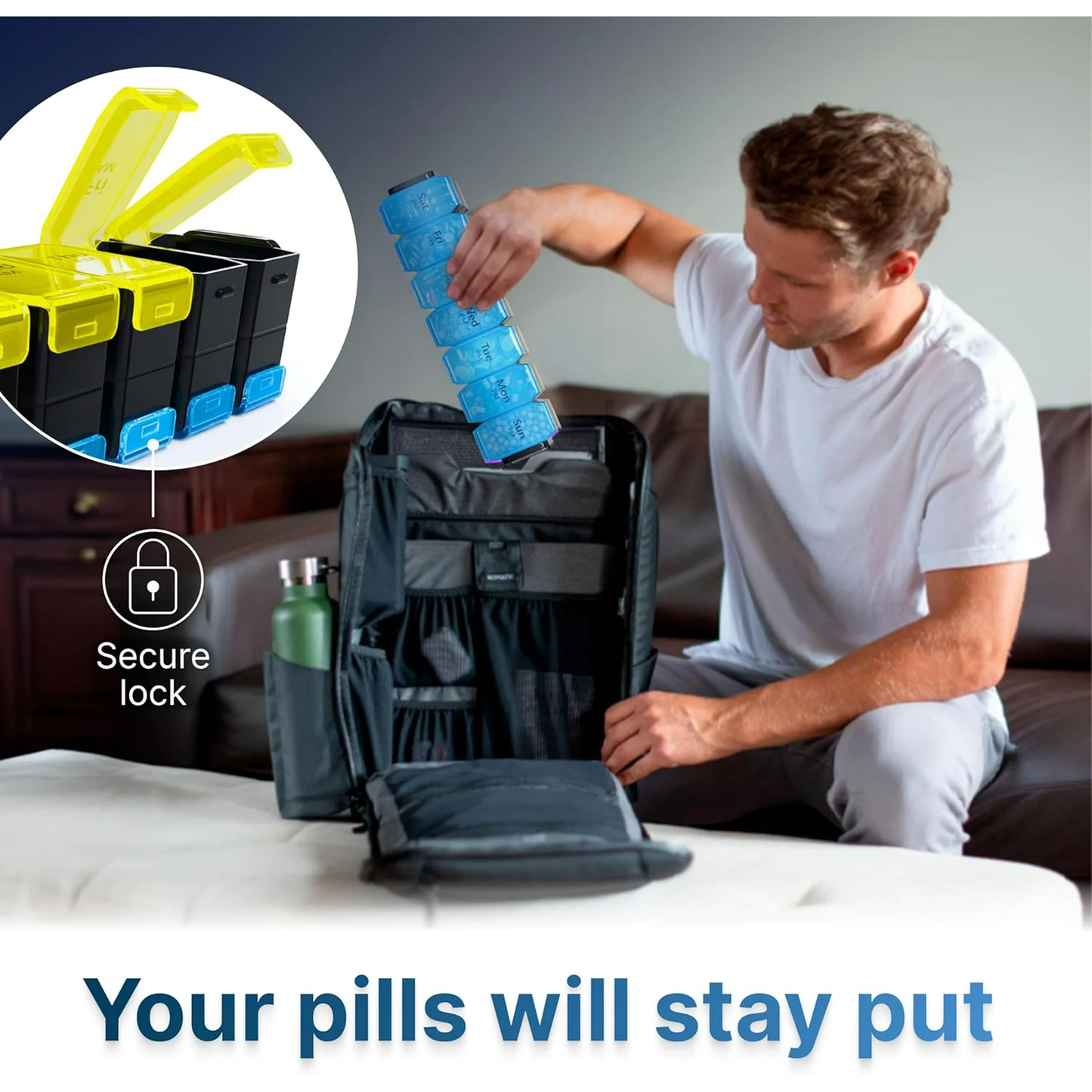 Large Weekly Pill Organizer 2 Times a Day - XL Pill Case Am Pm - Big Pill Box 7 Day Oversized Daily Vitamin Organizer Jumbo Pill Container Twice a Day Medicine Supplement Dispenser Yellow and Blue