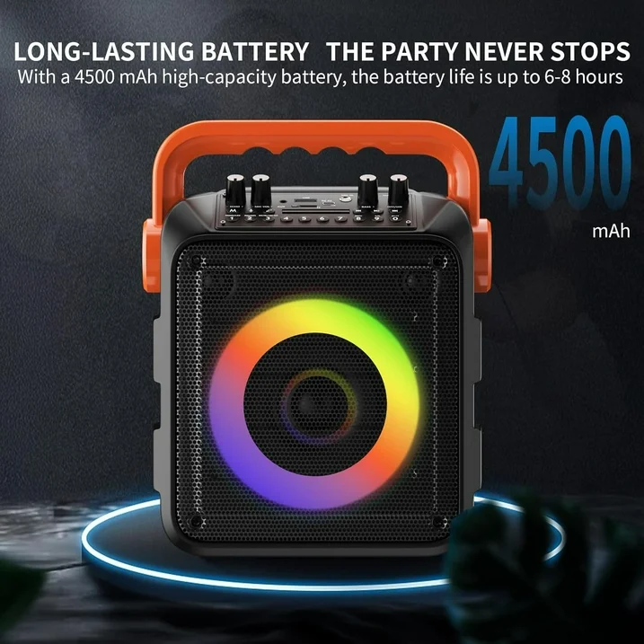 LOOKFUN Karaoke Machine, Portable Bluetooth Speaker with 2 Wireless Microphones for Adults & Kids with Lights, Karaoke Microphone with PA System Supports USB/TF/REC/FM/AUX for Home Party