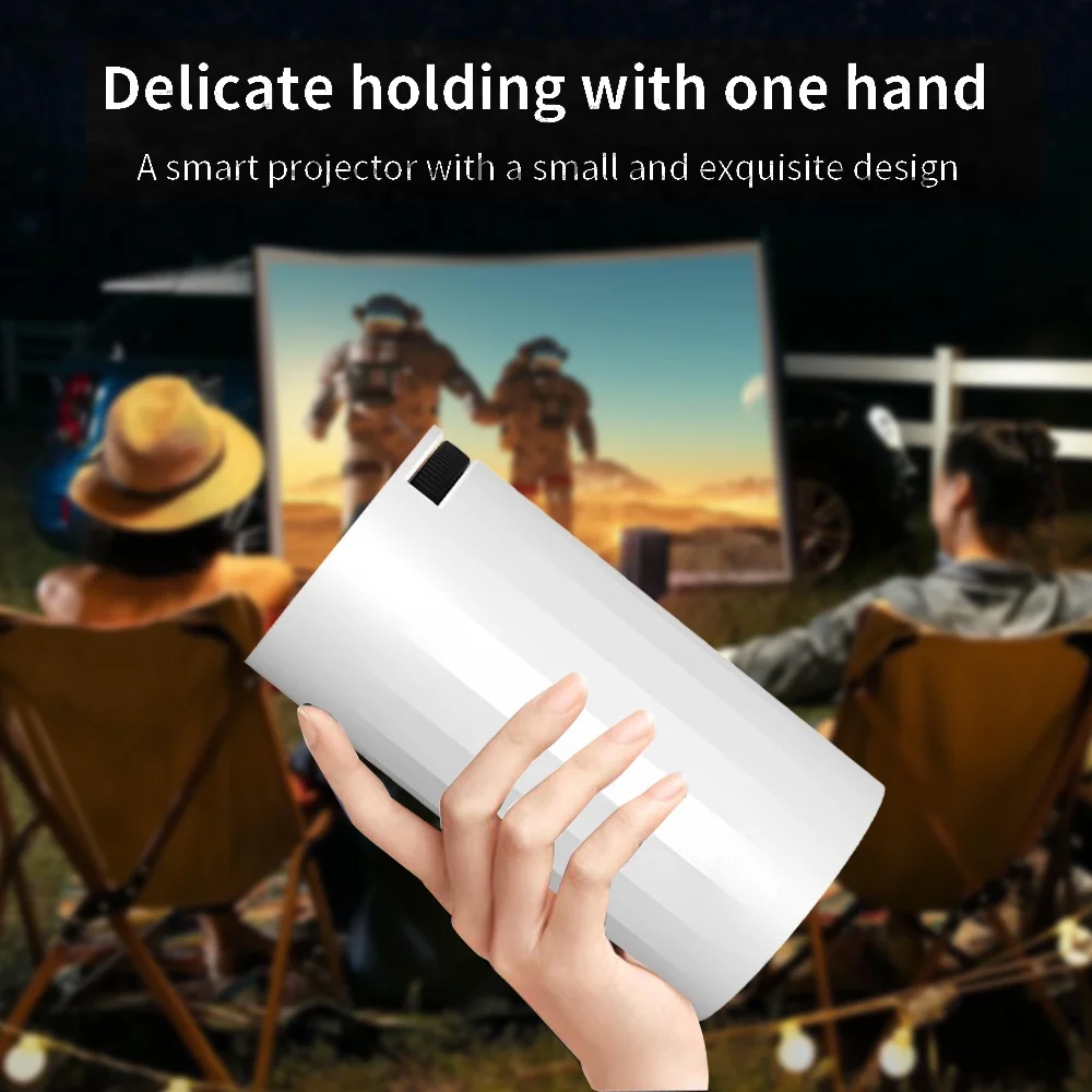 Mini Projector with WIFI 6 and Bluetooth, 4K 1080P Support Portable Projector 180° Rotatable 130'' Screen Movie Projector Auto Keystone Compatible for Laptop, PC, Smartphone (White)
