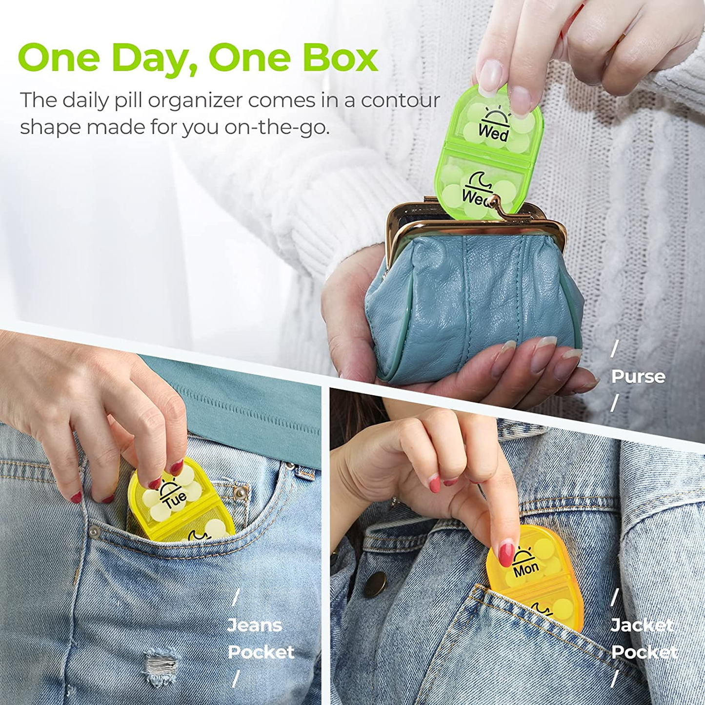 IDFINE Pill Box 2 Times a Day, Weekly Pill Organizer AM PM with 7 Daily Pocket Case to Hold Vitamin, Medicine, Medication, and Supplement