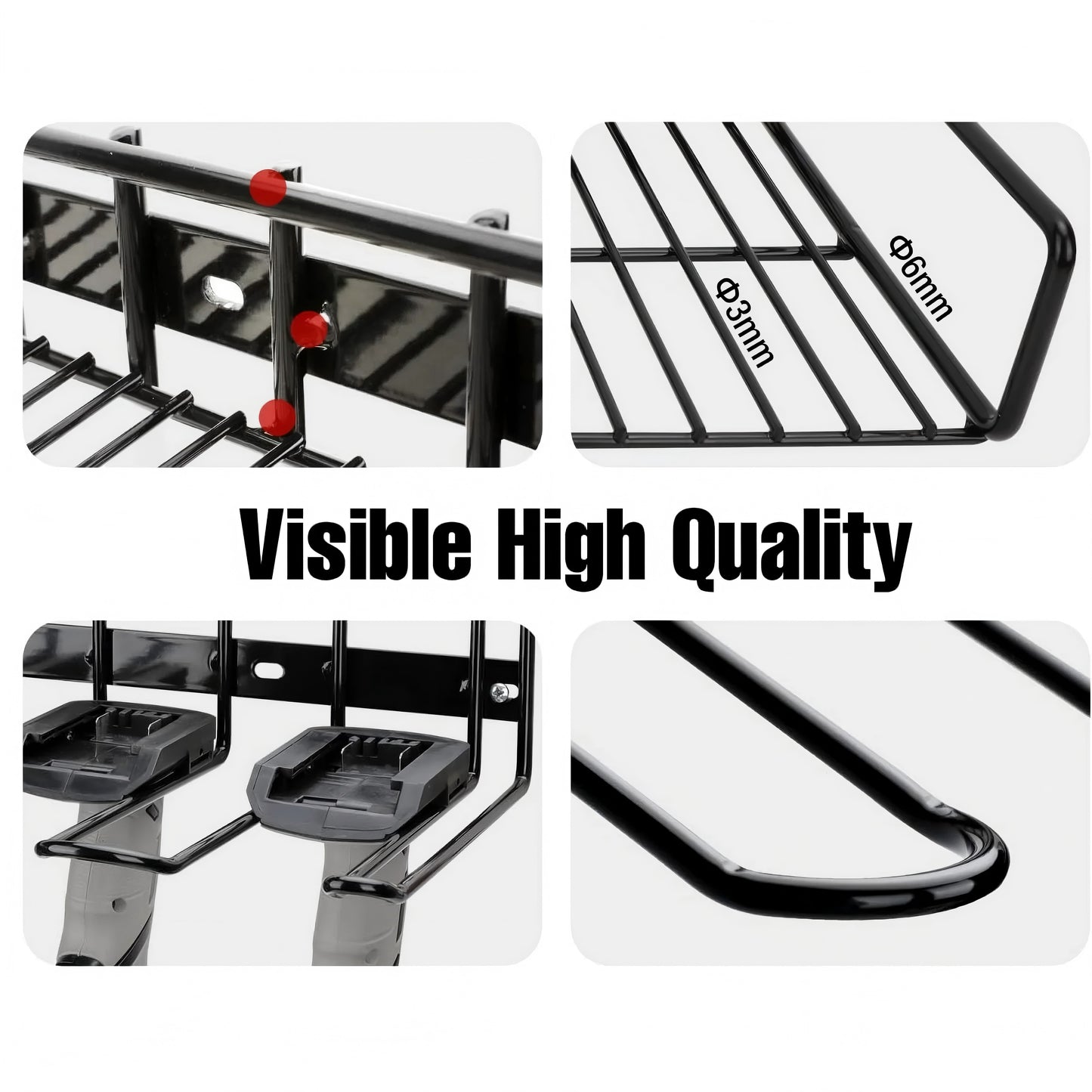 Euur Power Tool Organizer Wall Mounted - Wall Mount Style for Power Drill Tool Holder Organizers and Storage Rack for Heavy Duty Tool Shelf Garage Organization with 4 Drill Holders
