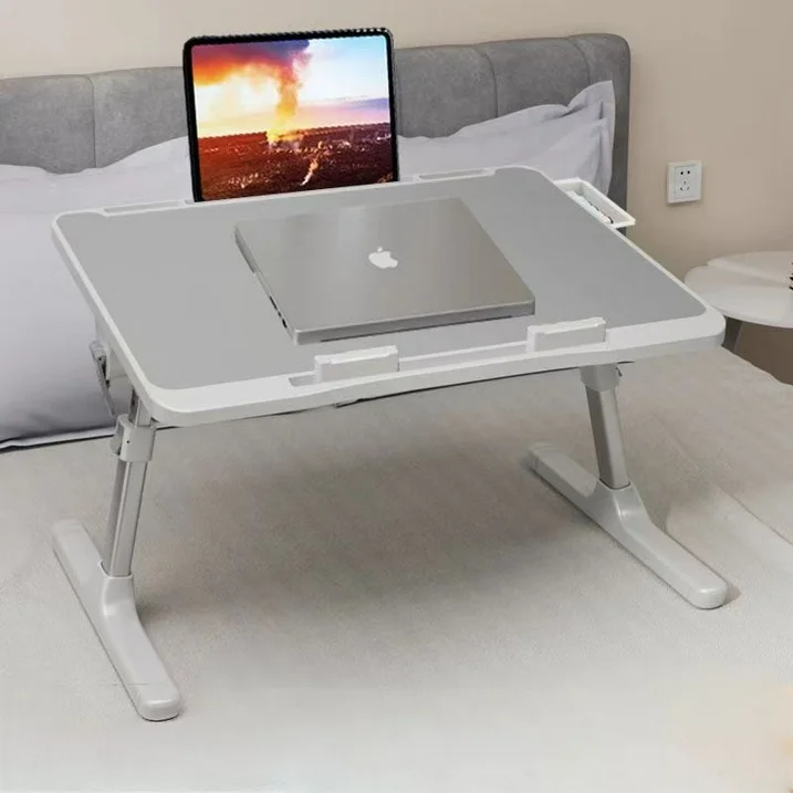 IRINNA Laptop Desk for Bed, Height & Angle Adjustable Laptop Stand for Bed, Lap Desk Bed Tray Table, Light Weight Foldable Portable Laptop table for Couch Sofa Chair Floor Desk (Gray)