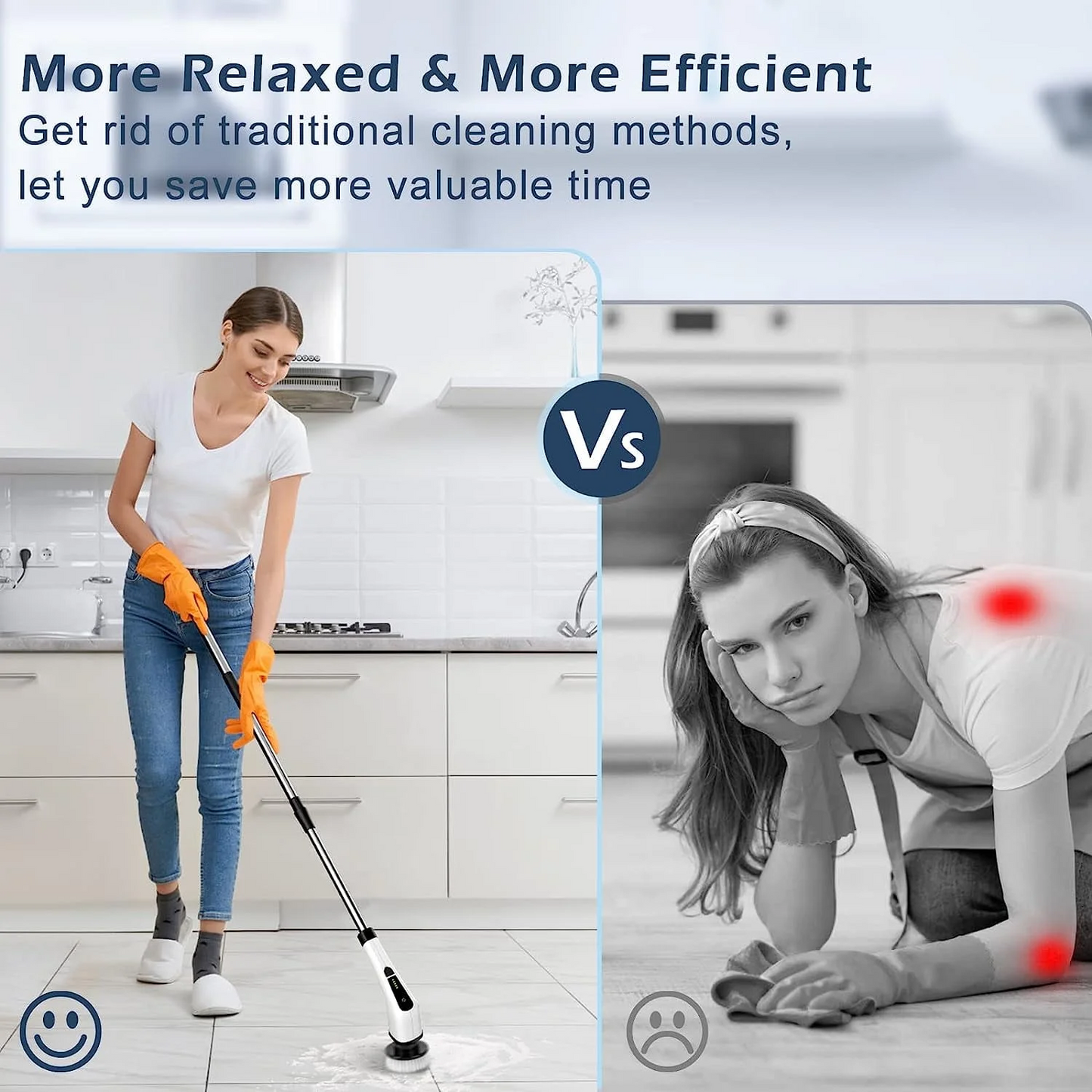 Electric Spin Scrubber,Cordless Cleaning Brush,Shower Cleaning Brush with 8 Replaceable Brush Heads, Power Scrubber Adjustable Speeds,Adjustable & Detachable Long Handle,Black