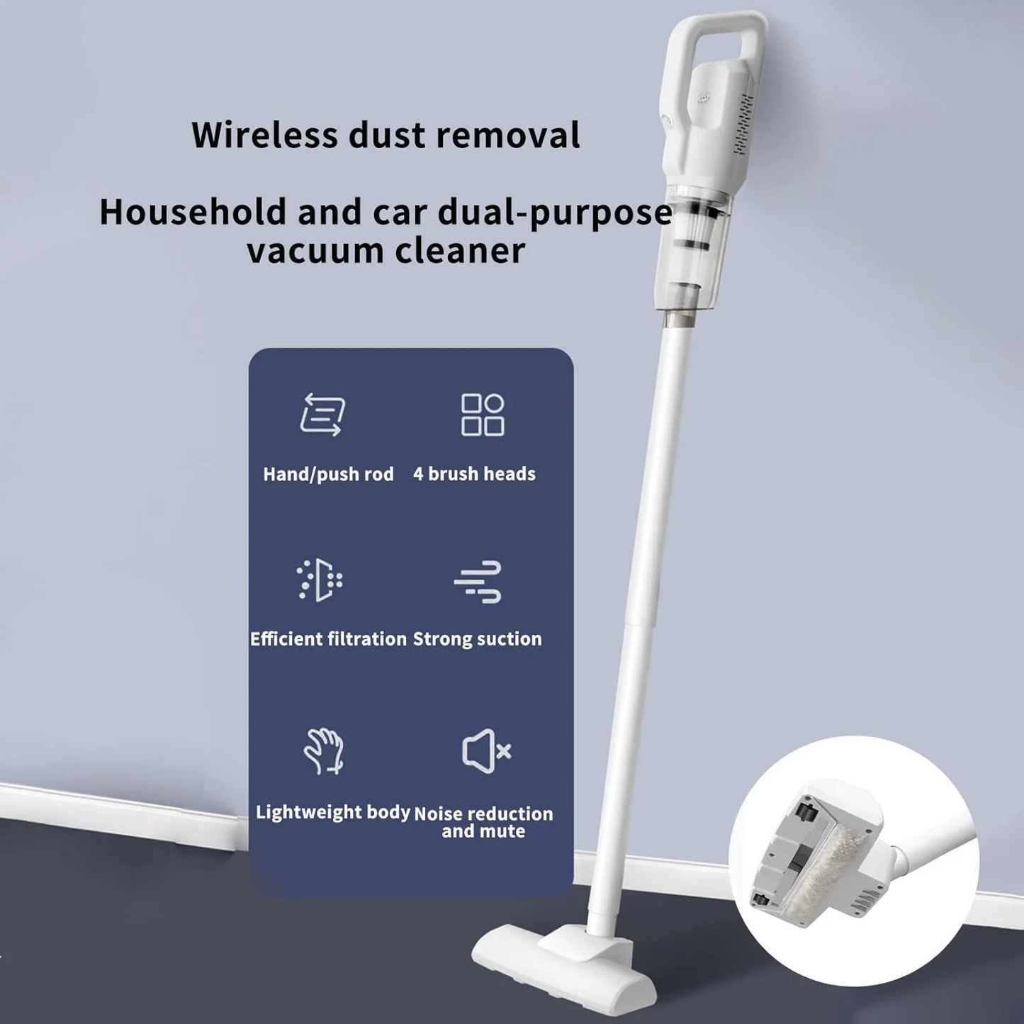 Cordless Vacuum Cleaner, Stick Vac with Tangle-Resistant Design, Up to 60 Minutes, Powerful Suction, Rechargeable, Lightweight, and Versatile for Carpet, Hard Floor, Pet Hair