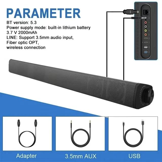 LOOKFUN Sound Bar for Smart TV, Soundbar with Bluetooth/Opt/AUX Connect, Volume Boost, 3 Equalizer Modes, for TV/PC/Gaming/Projectors