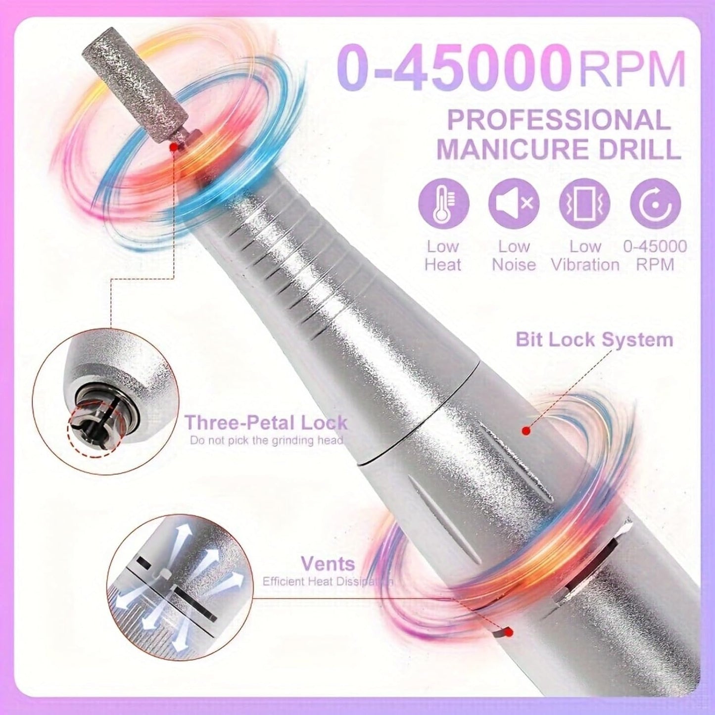 IDFINE Electric Nail Drill Professional 45000RPM, Rechargeable Nail Drill Kit Portable Electric Nail File for Acrylic Nails Gel Polishing Removing Nail Drill Machine for Manicure Salon Home