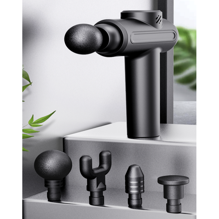 Massage Gun, Deep Tissue Back Massage for Athletes for Pain Relief, Percussion Massager with 4 Massages Heads & Silent Brush Motor, Black