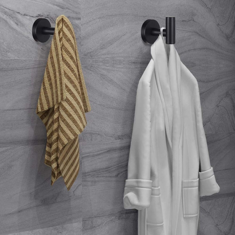 4 Pack Black Towel Hooks Coat Robe hook for bathroom Stainless Steel4 Pack Black Towel Hooks Coat Robe hook for bathroom Stainless Steel