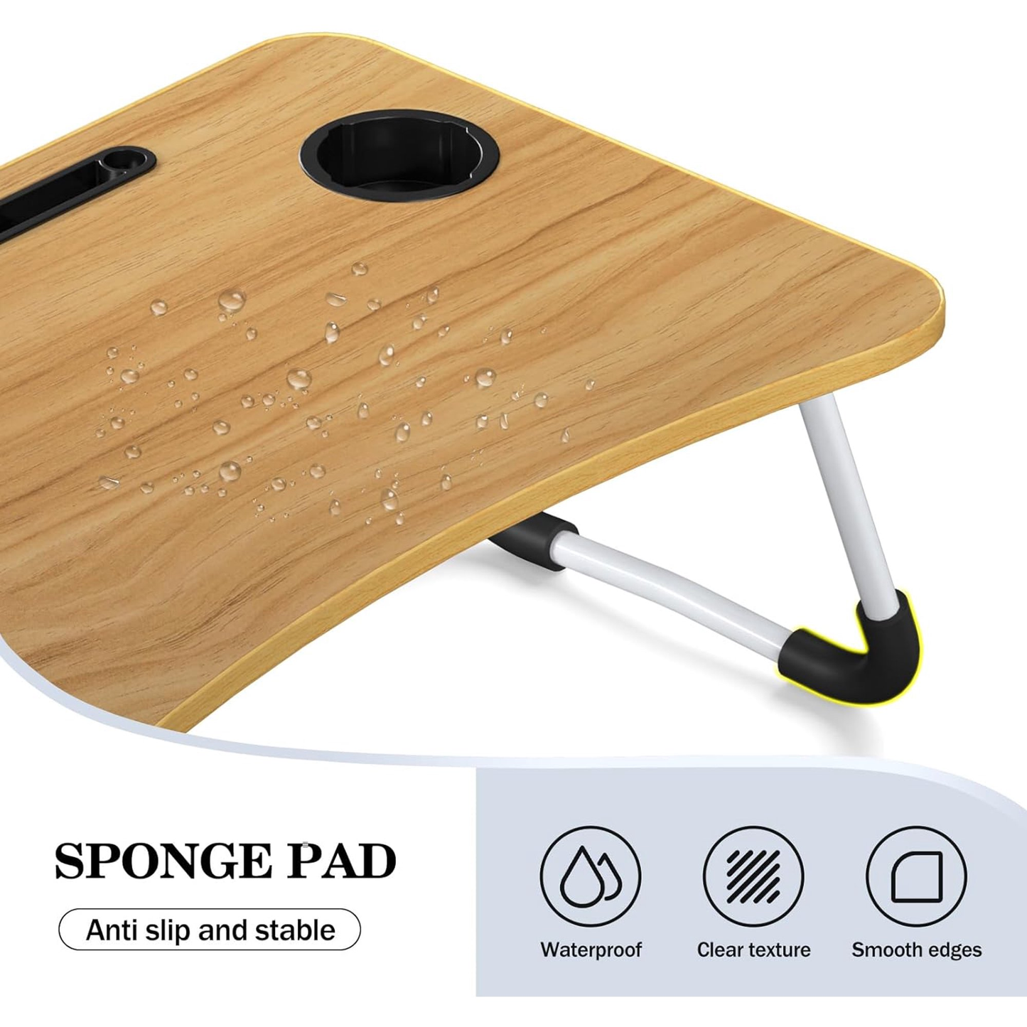 Lap Desk for Laptop - Foldable Laptop Desk for Bed and Couch, Portable and Lightweight Laptop Stand for Bed Breakfast, Working, Reading, and Writing, Wood Lap Table, Large Laptop Tray