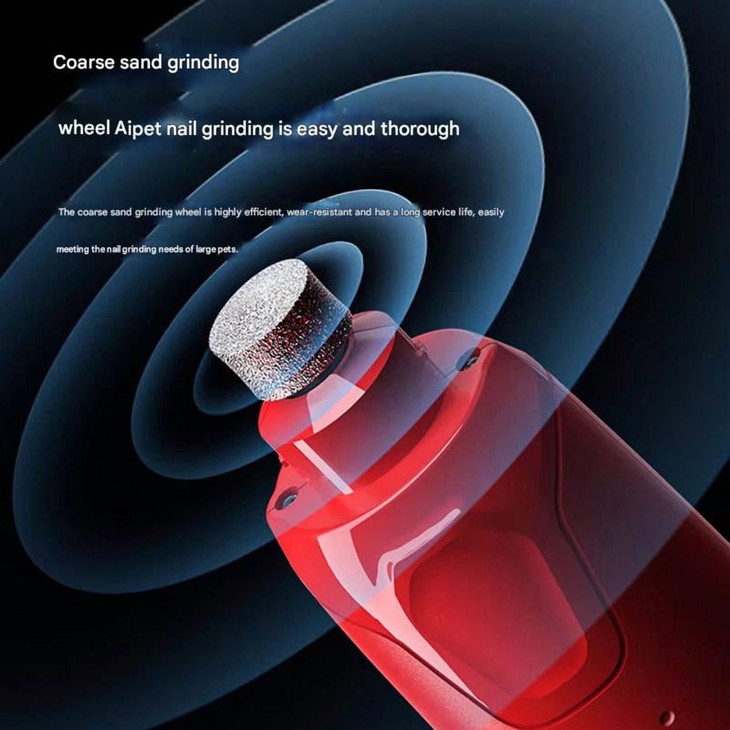 Dog Nail Grinder with 6-Speed, 2 Led Lights, Rechargeable Electric 3-Piece for Dogs and Cats-Red