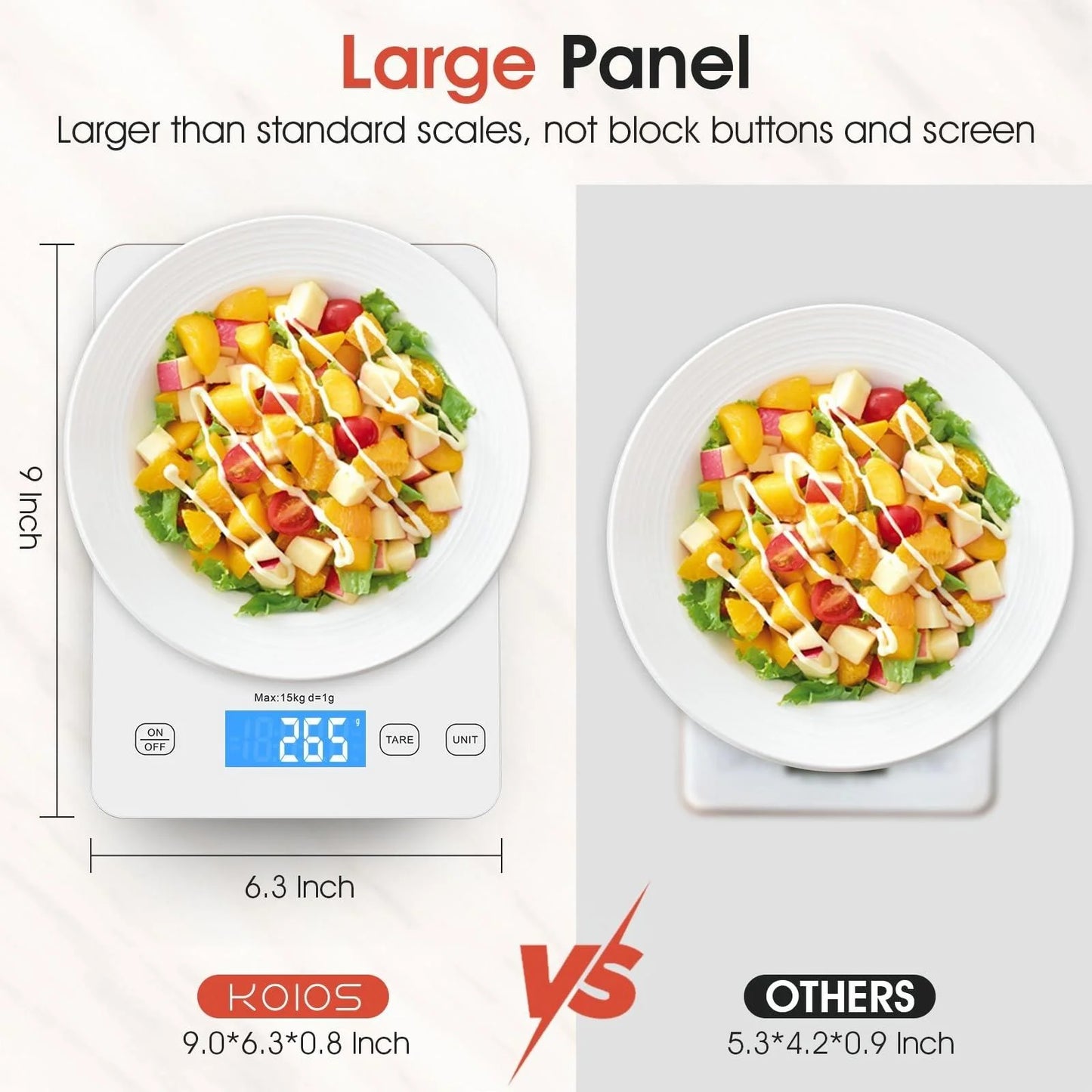 LVL Food Scale, 22lb Digital Kitchen Scale Weight Grams and oz for Cooking Baking, 1g/0.1oz Precise Graduation, Stainless Steel and Tempered Glass (White)