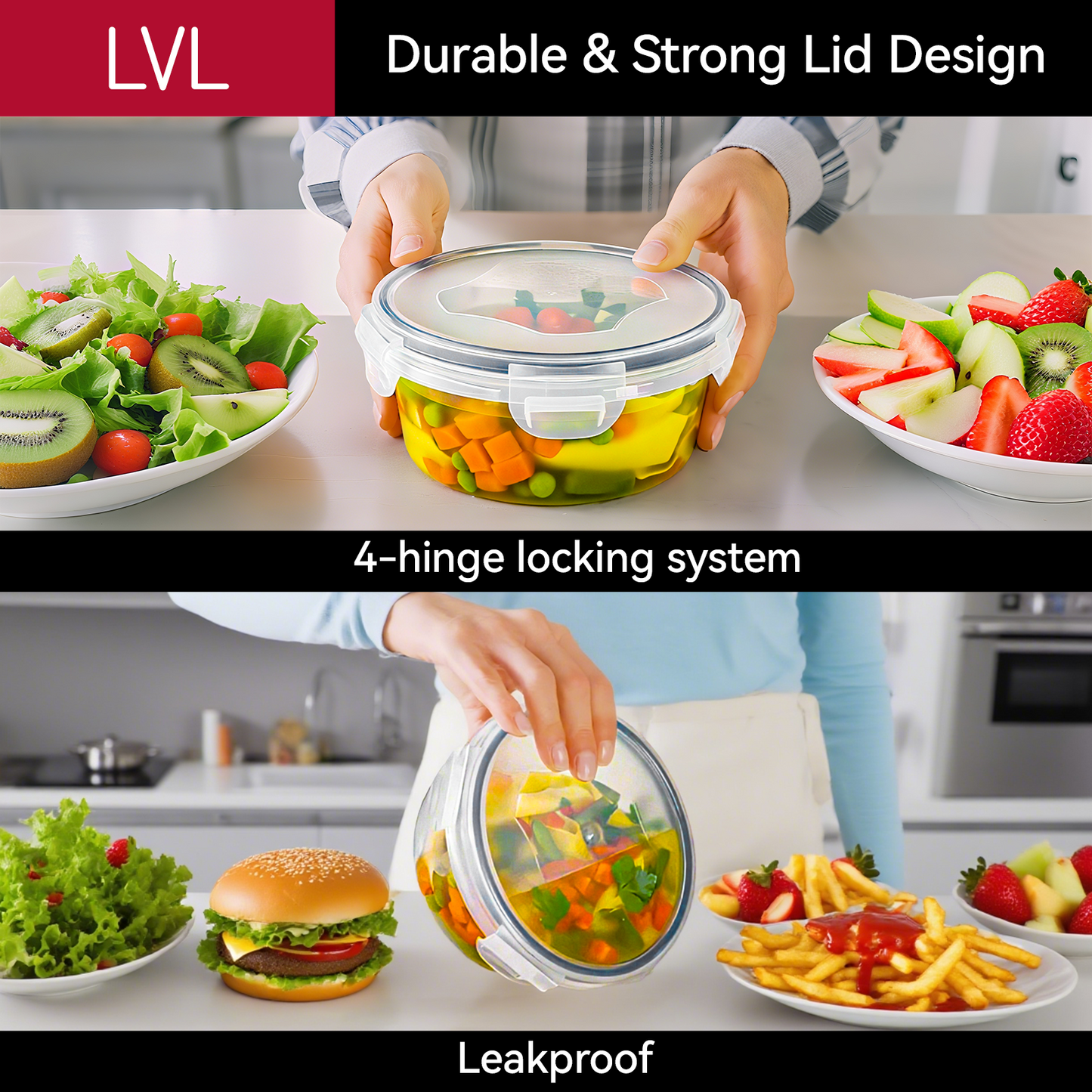 LVL 68 Pcs Food Storage Containers with Lids Airtight, Plastic Meal Prep Container for Pantry & Kitchen Organization & bento box & snack containers, BPA-Free, Leak-Proof with Labels & Marker Pen