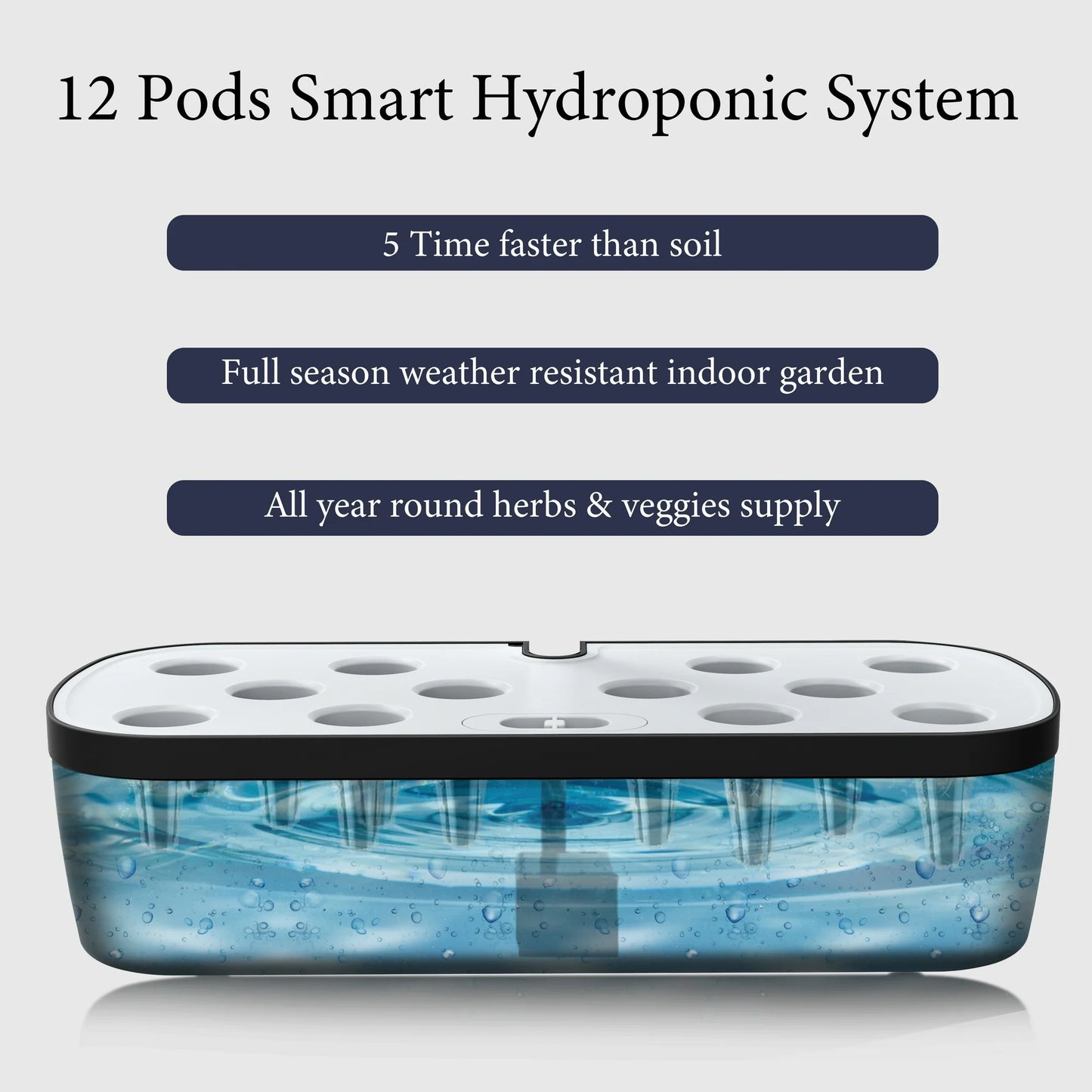 12 Pods Hydroponics Growing System, OHHSUN Indoor Herb Garden Kit with LED Grow Light Quiet Smart Water Pump Automatic Timer Healthy Fresh Herbs Vegetables - Hydroponic Planter for Home Kitchen