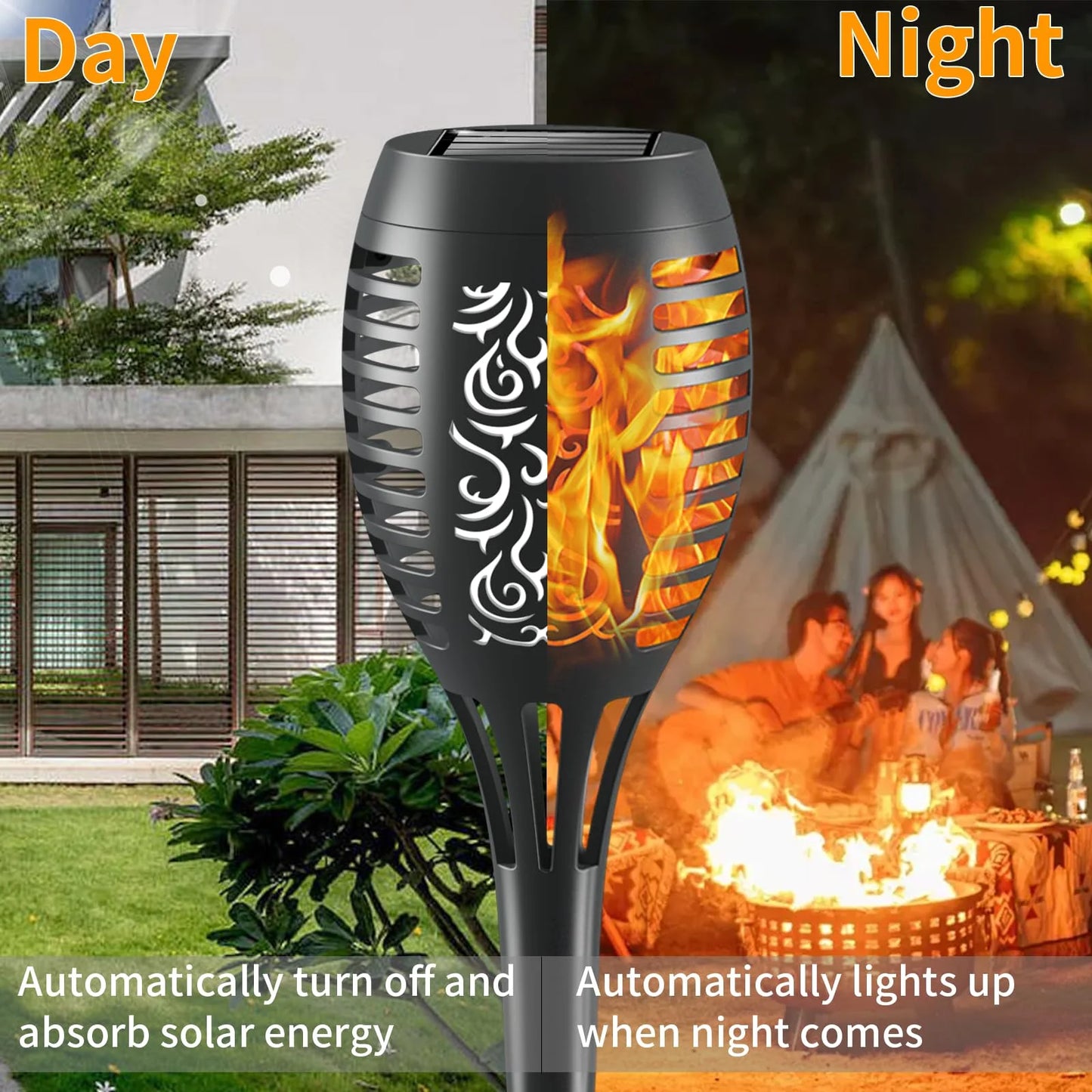 Euur Solar Lights Outdoor, Solar Torch Lights with Flickering Flame, 6Packs 12LED TorchLights Solar Lights Outdoor, IP65 Waterproof Solar Torch Light Auto On/Off for Garden,Patio, Yard, Pathway