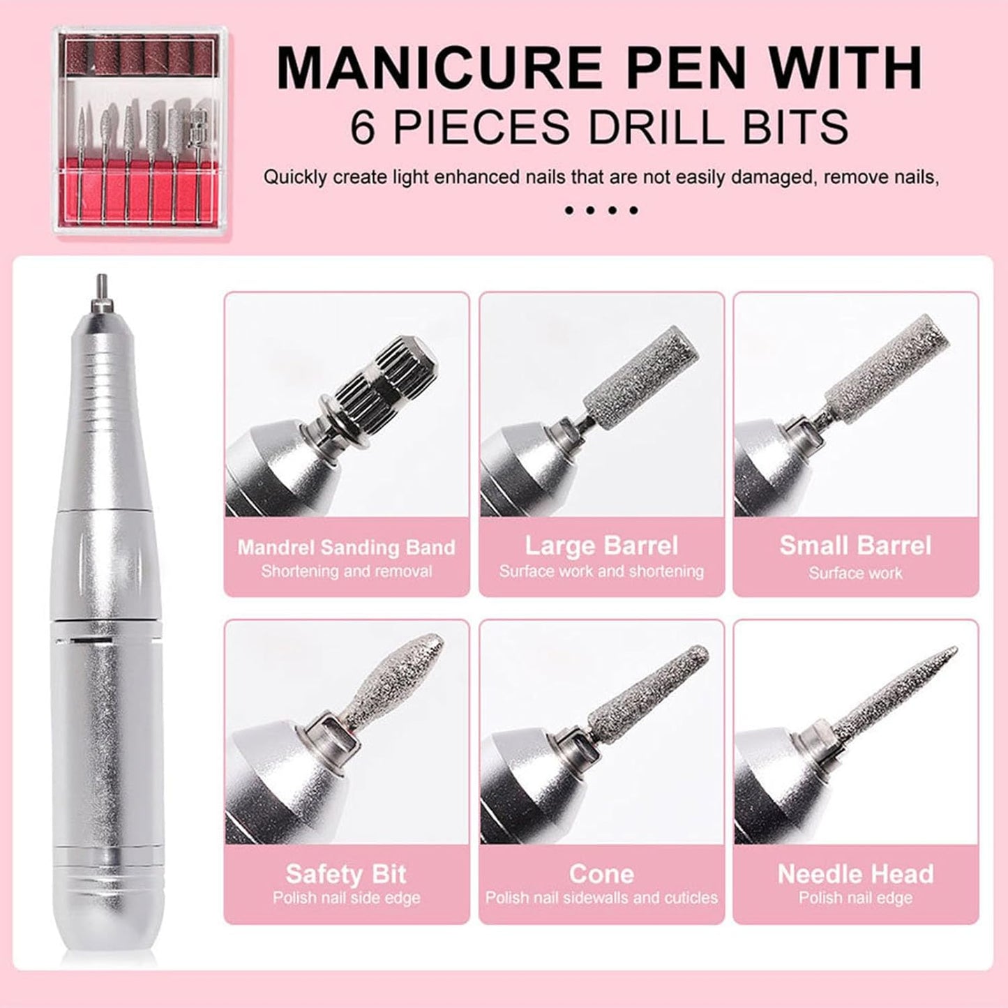 IDFINE Electric Nail Drill Professional 45000RPM, Rechargeable Nail Drill Kit Portable Electric Nail File for Acrylic Nails Gel Polishing Removing Nail Drill Machine for Manicure Salon Home