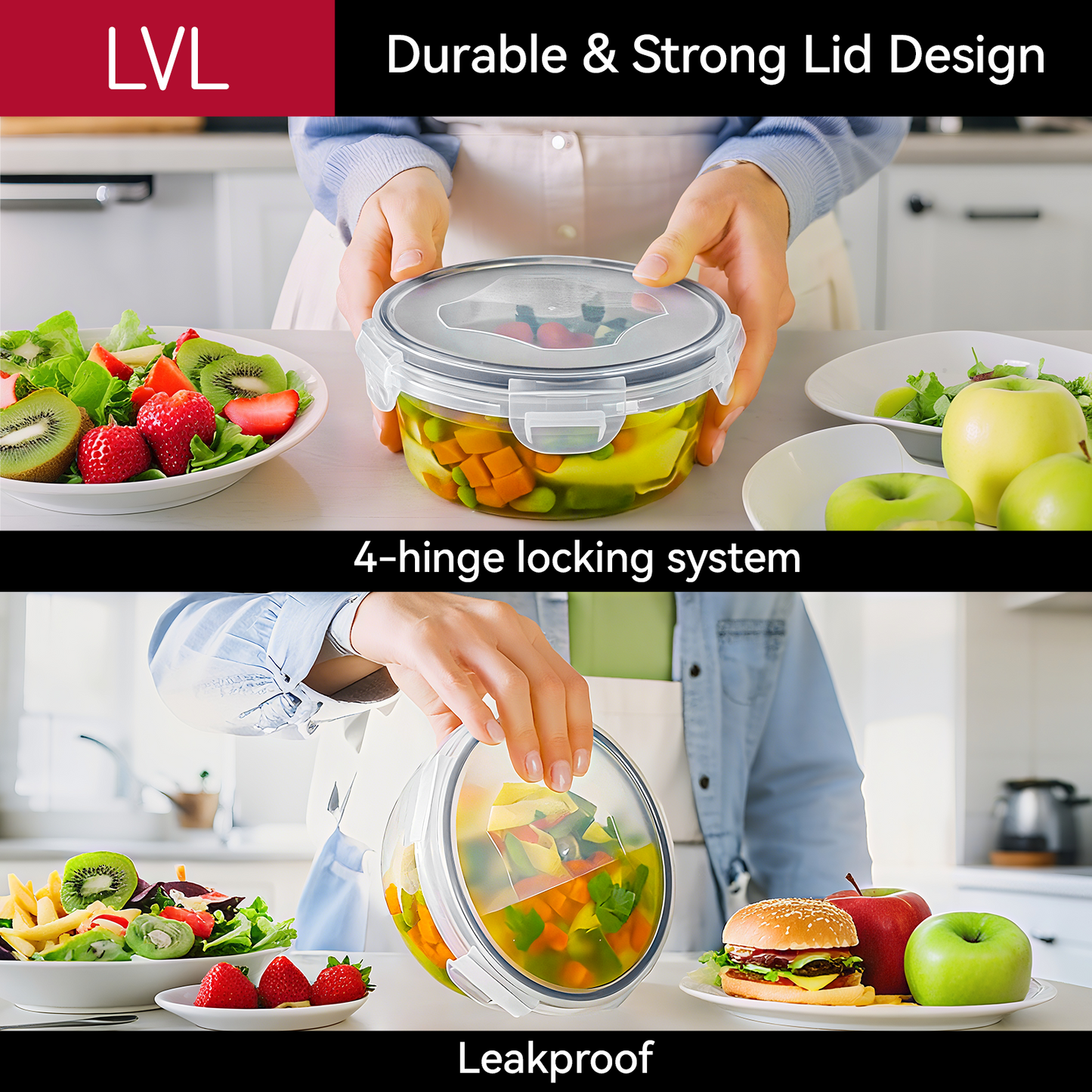 LVL 40 Pcs Food Storage Containers with Lids Airtight, Plastic Meal Prep Container for Pantry & Kitchen Organization & bento box & snack containers, BPA-Free, Leak-Proof with Labels & Marker Pen