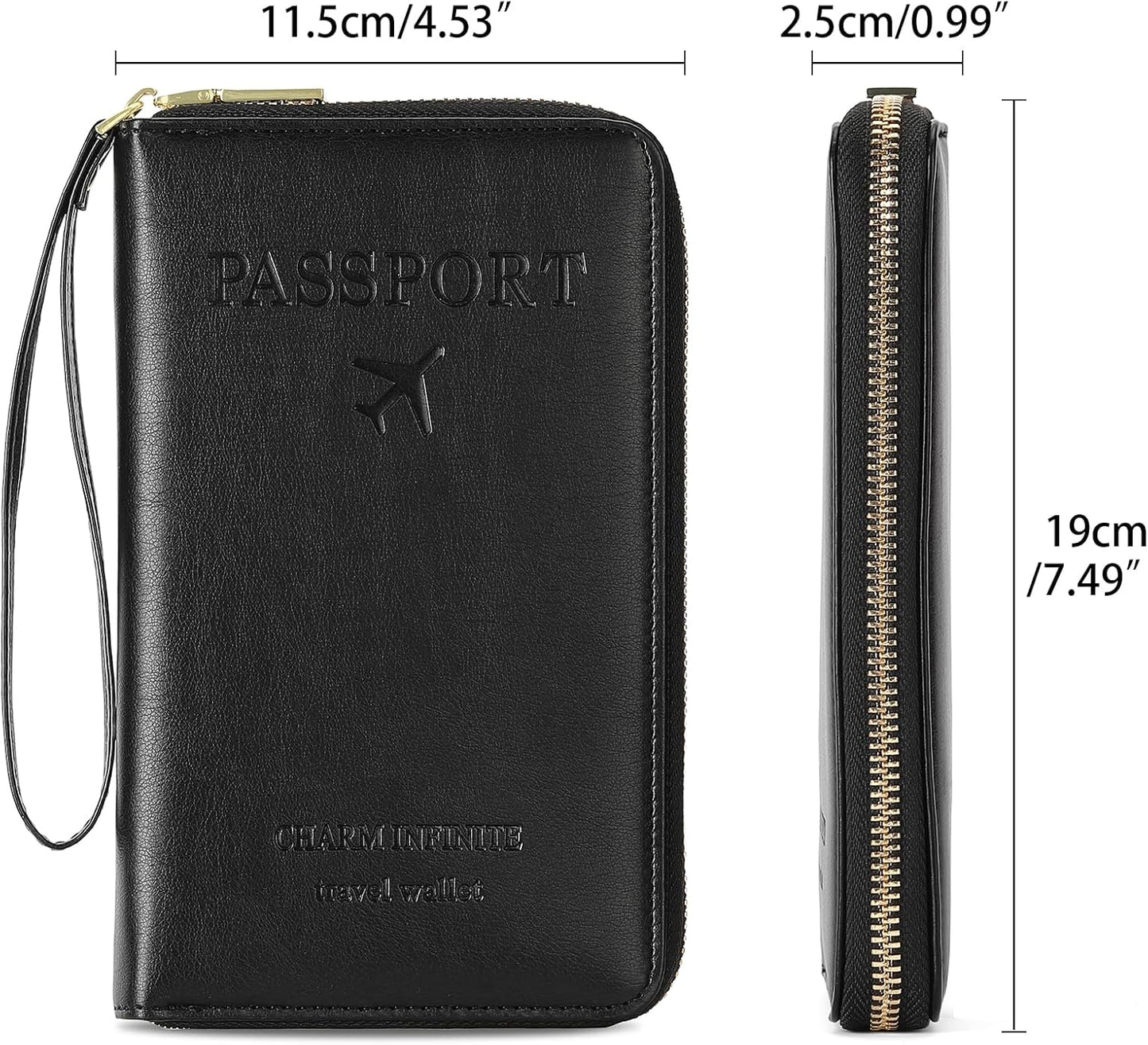 EHIW Passport Holder for Travel Essentials, Passport Wallet Cover Case for Travel Must Haves Accessories,Passport Book Holders for Women and Men(black)