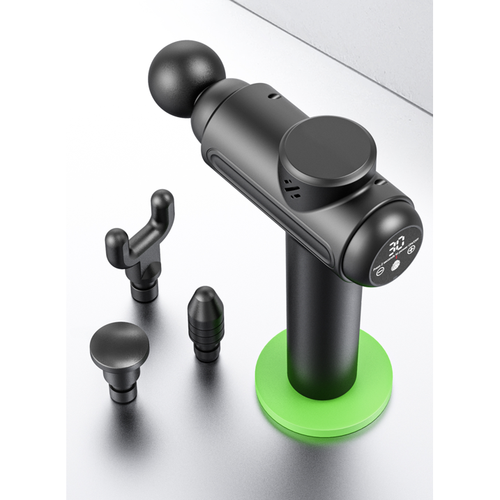 Massage Gun, Deep Tissue Back Massage for Athletes for Pain Relief, Percussion Massager with 4 Massages Heads & Silent Brush Motor, Black