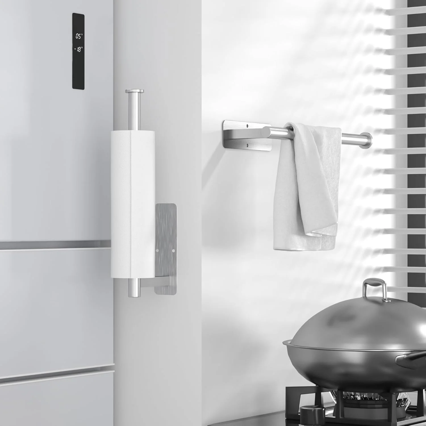 Paper Towel Holders for Kitchen,Paper Towels Bulk- Self-Adhesive Under Cabinet,Both Available in Adhesive and Screws,Stainless Steel,2 Pack