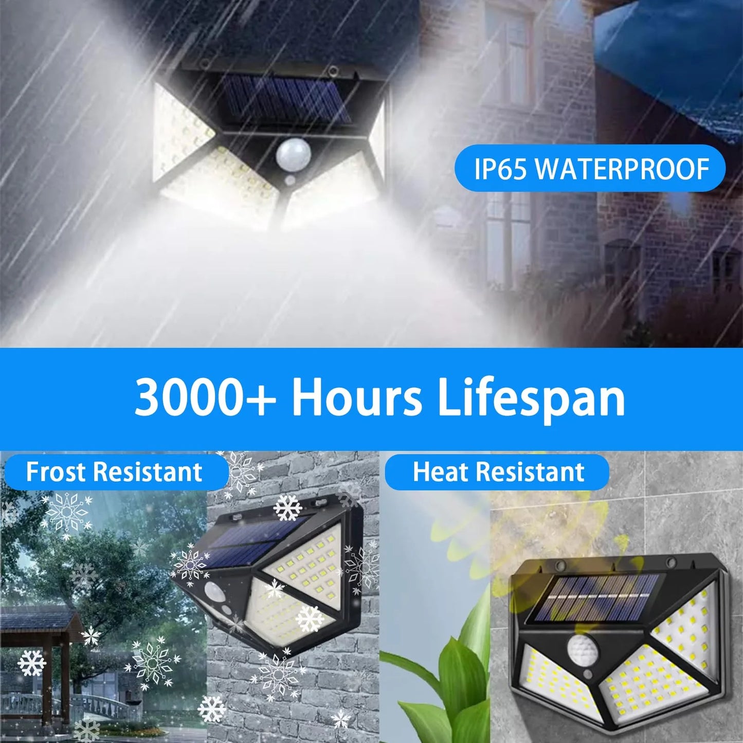 Euur 4 Pack Solar Lights Outdoor, 3 Modes/100LED Solar Security Lights Wireless IP65 Waterproof Solar Motion Lights Outdoor Solar Wall Lights Outdoor Lights for Front Door, Backyard, Garage, Deck…