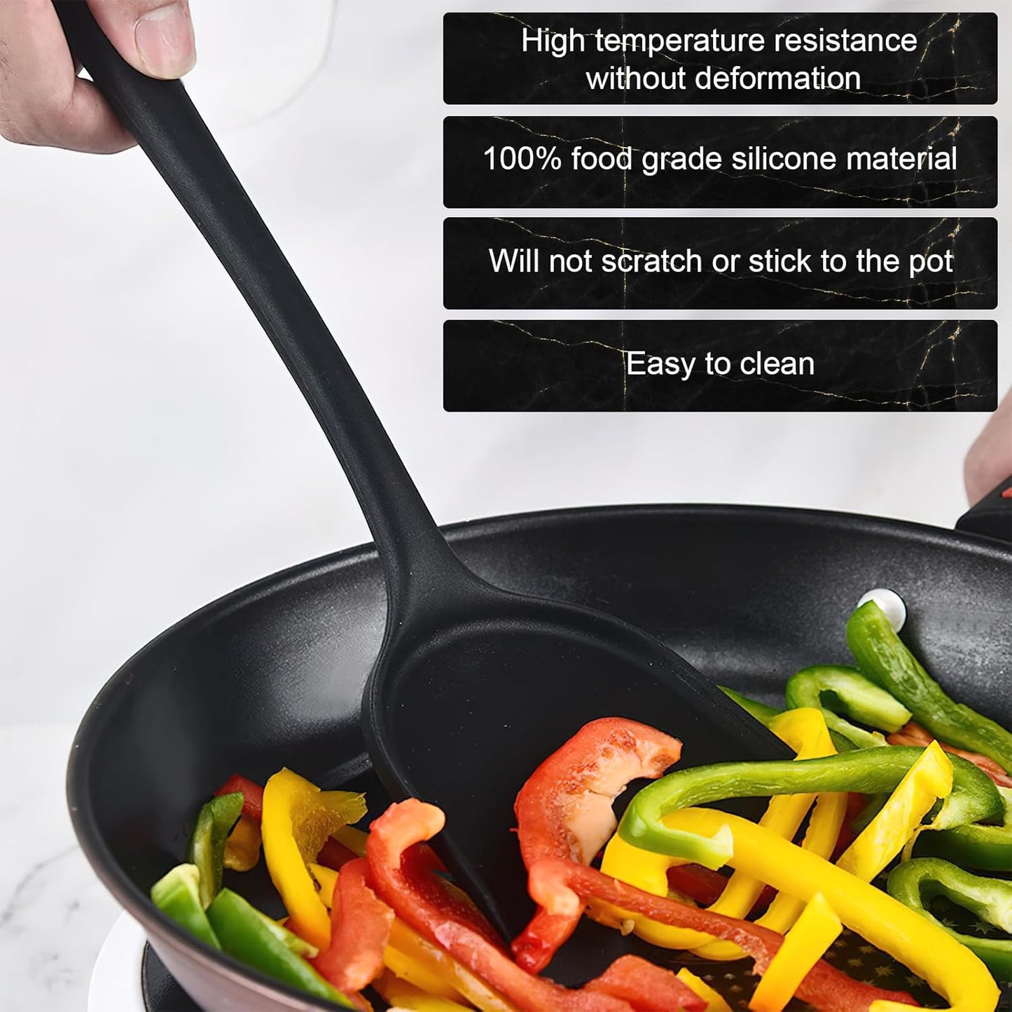 18PCS Silicone Cooking Utensils Set - 446°F Heat Resistant Kitchen Utensils,Turner Tongs,Spatula,Spoon,Brush,Whisk,Kitchen Utensil Gadgets Tools Set for Nonstick Cookware,Dishwasher Safe - Black