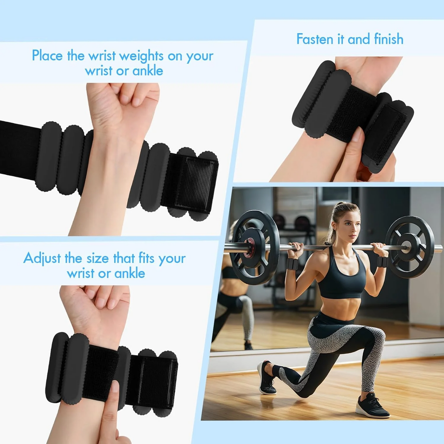 Euur Wrist Weights, Ankle Weights for Women Men, Adjustable Wrist Weighted Bracelet for Home Gym Workout, Running, Yoga, Exercise, Strength Training, Set of 2 (1LB Each)