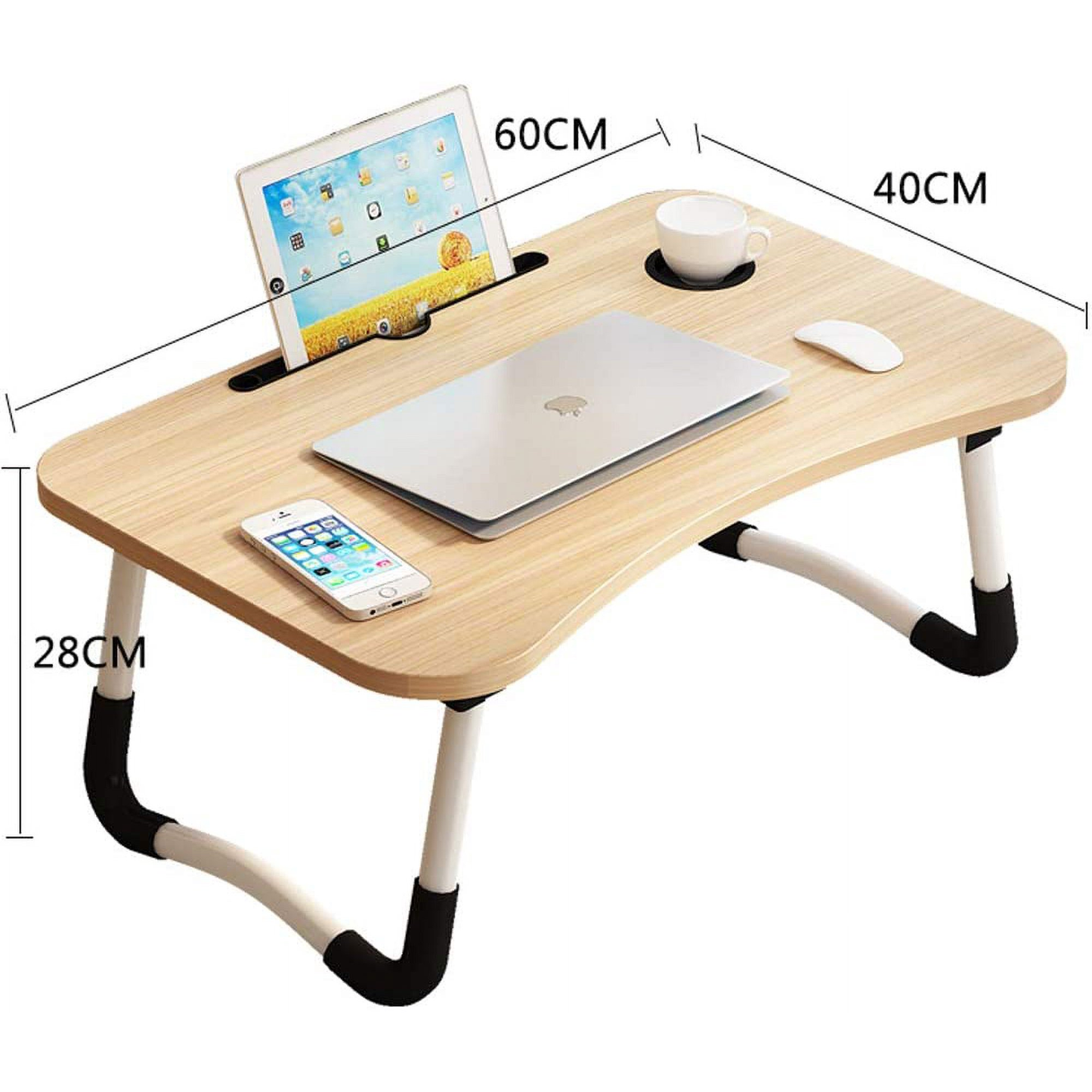 Lap Desk for Laptop - Foldable Laptop Desk for Bed and Couch, Portable and Lightweight Laptop Stand for Bed Breakfast, Working, Reading, and Writing, Wood Lap Table, Large Laptop Tray