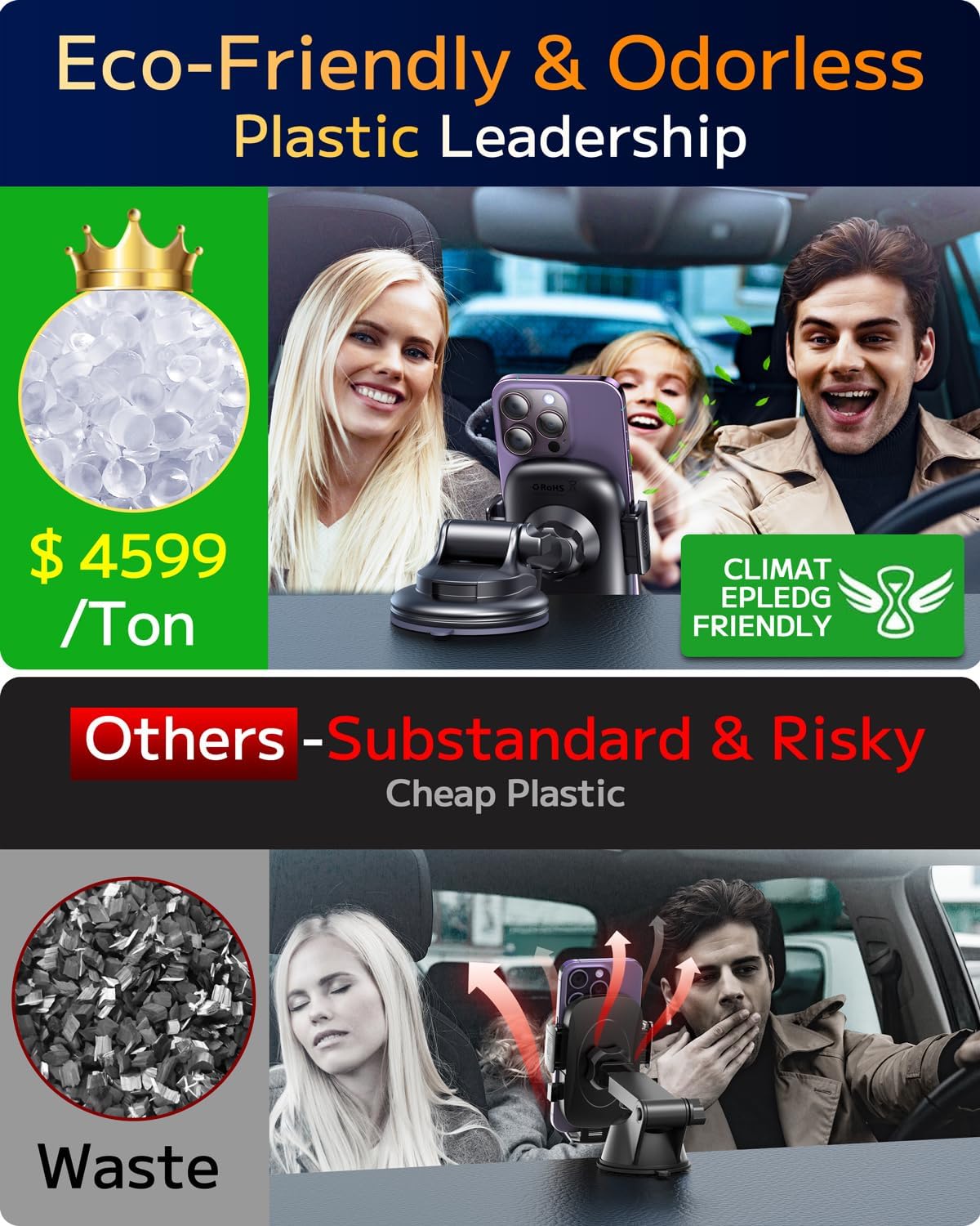 VQJTCVLY Phone Holders for Your Car, Universal Automobile Cradle Fit for iPhone Android and All Smartphones, Dark Black