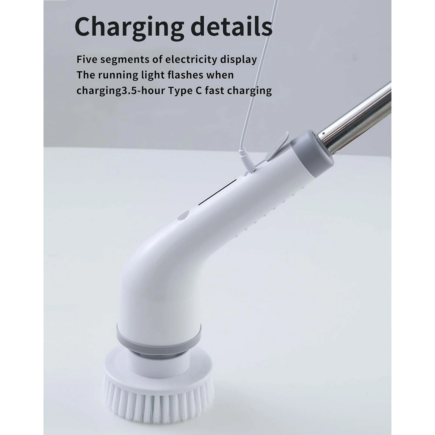 Electric Spin Scrubber,Cordless Cleaning Brush,Shower Cleaning Brush with 8 Replaceable Brush Heads, Power Scrubber Adjustable Speeds,Adjustable & Detachable Long Handle,Gray