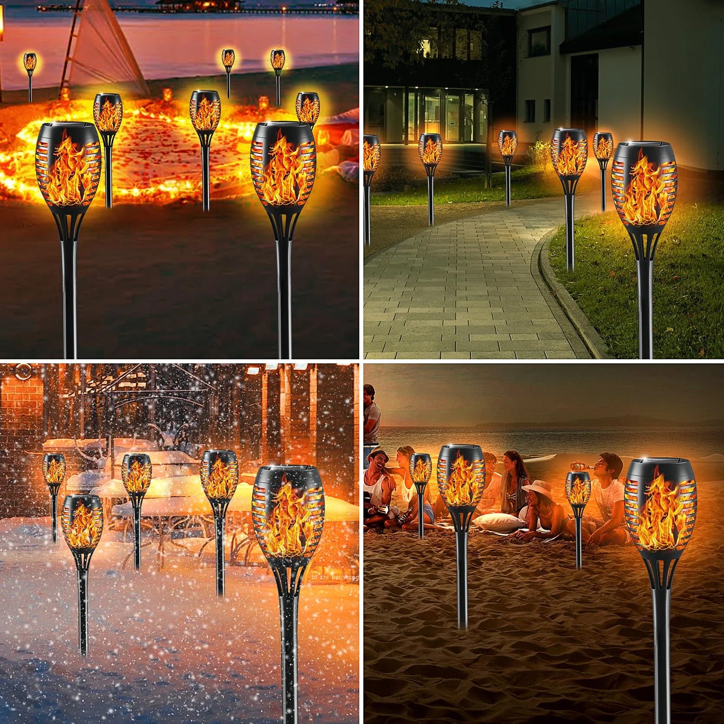 Euur Solar Lights Outdoor, Solar Torch Lights with Flickering Flame, 6Packs 12LED TorchLights Solar Lights Outdoor, IP65 Waterproof Solar Torch Light Auto On/Off for Garden,Patio, Yard, Pathway
