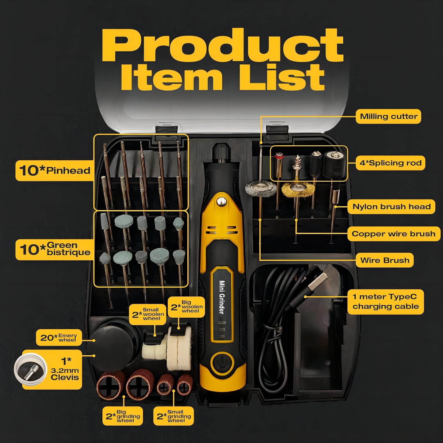 Mini Cordless Rotary Tool, 3-Speed and USB Charging with 57 Accessories, Multi-Purpose 3.7V Power Rotary Tool for Sanding, Polishing, Drilling, Etching, Engraving, DIY Crafts