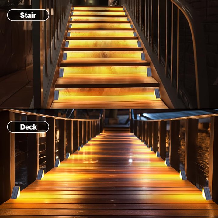 Euur Solar Step Lights for Outside Waterproof IP67, Outdoor Stair Light 6 Pack, Solar Stair Lights Outdoor LED Outdoor Step Lights Decor for Deck, Front Step, Patio, Garden