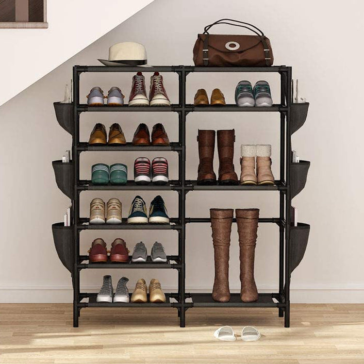 7 Tiers Shoe Rack Shoe Shelf Shoe Storage Organizer with Side Hooks for Entryway, 24-30 Pairs Metal Shoe Rack Taller Shoes Boots Organizer