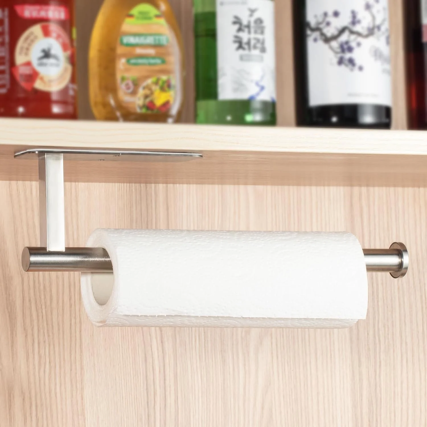 Paper Towel Holders for Kitchen,Paper Towels Bulk- Self-Adhesive Under Cabinet,Both Available in Adhesive and Screws,Stainless Steel,2 Pack