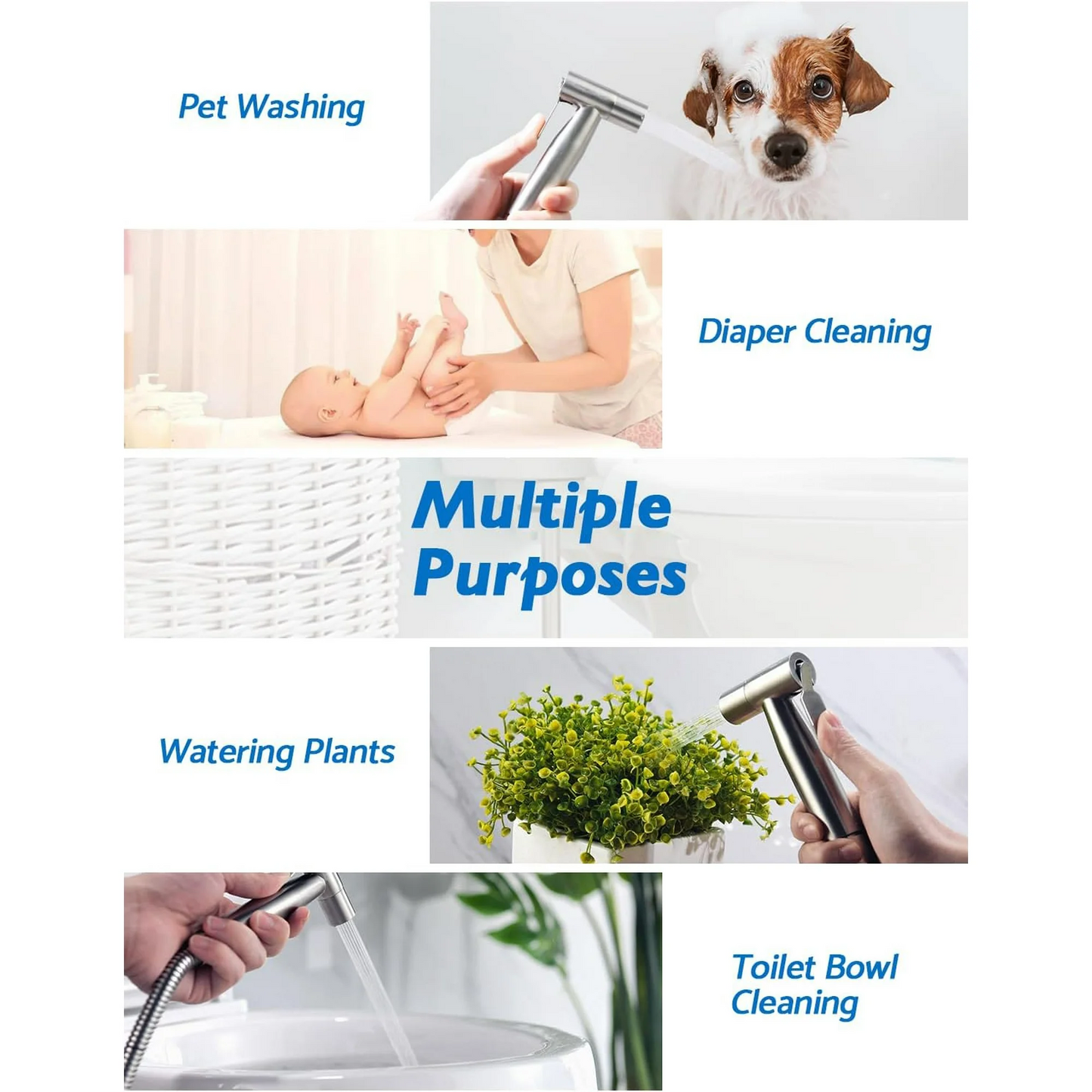 Bidet Sprayer for Toilet, Handheld Sprayer Kit, Cloth Diaper Sprayer Set - Easy to Install - Stainless Steel