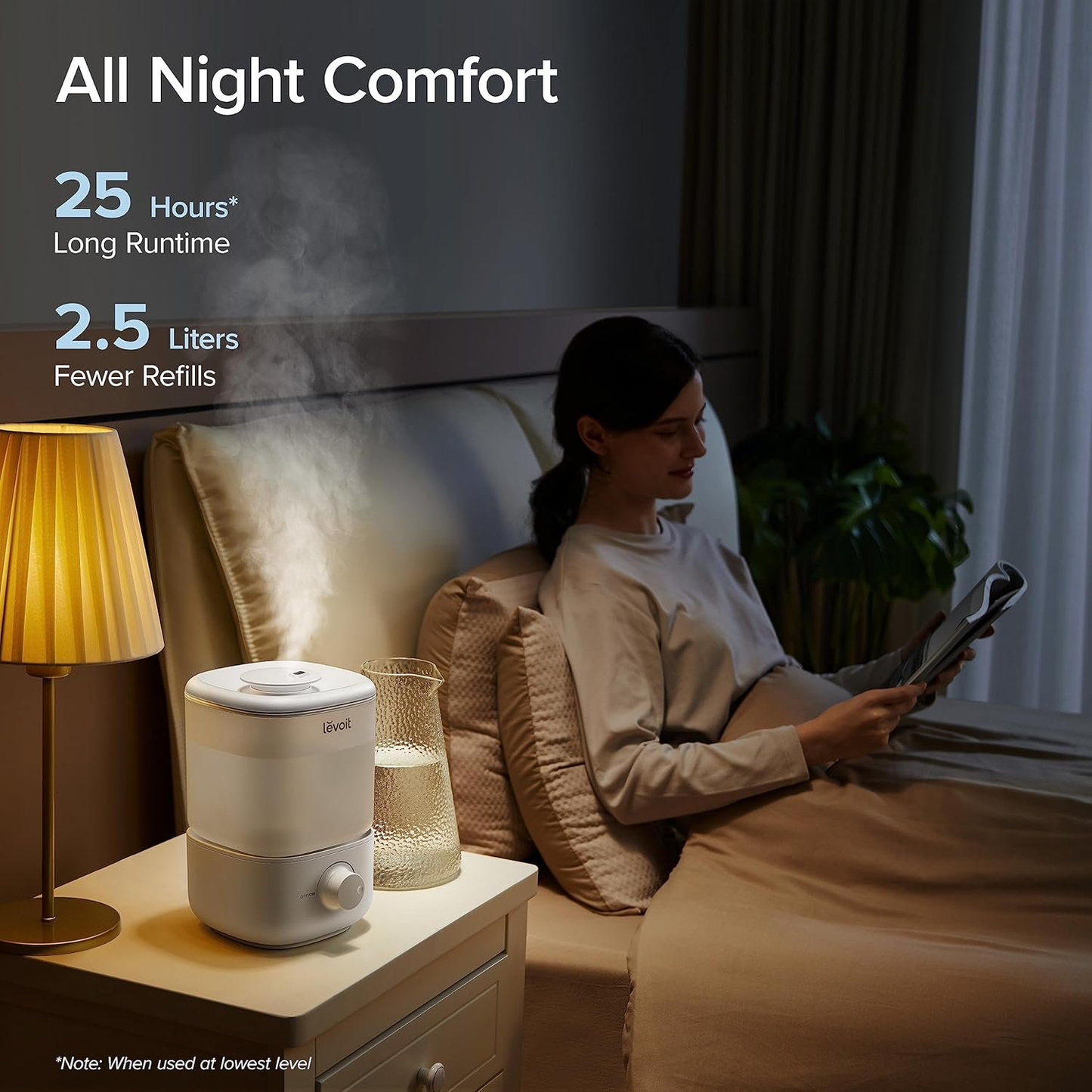 Top Fill Humidifiers for Bedroom, 2.5L Tank for Large Room, Easy to Fill & Clean, 28dB Quiet Cool Mist Air Humidifier for Home Baby Nursery & Plants, Auto Shut-off and BPA-Free for Safety, 25H