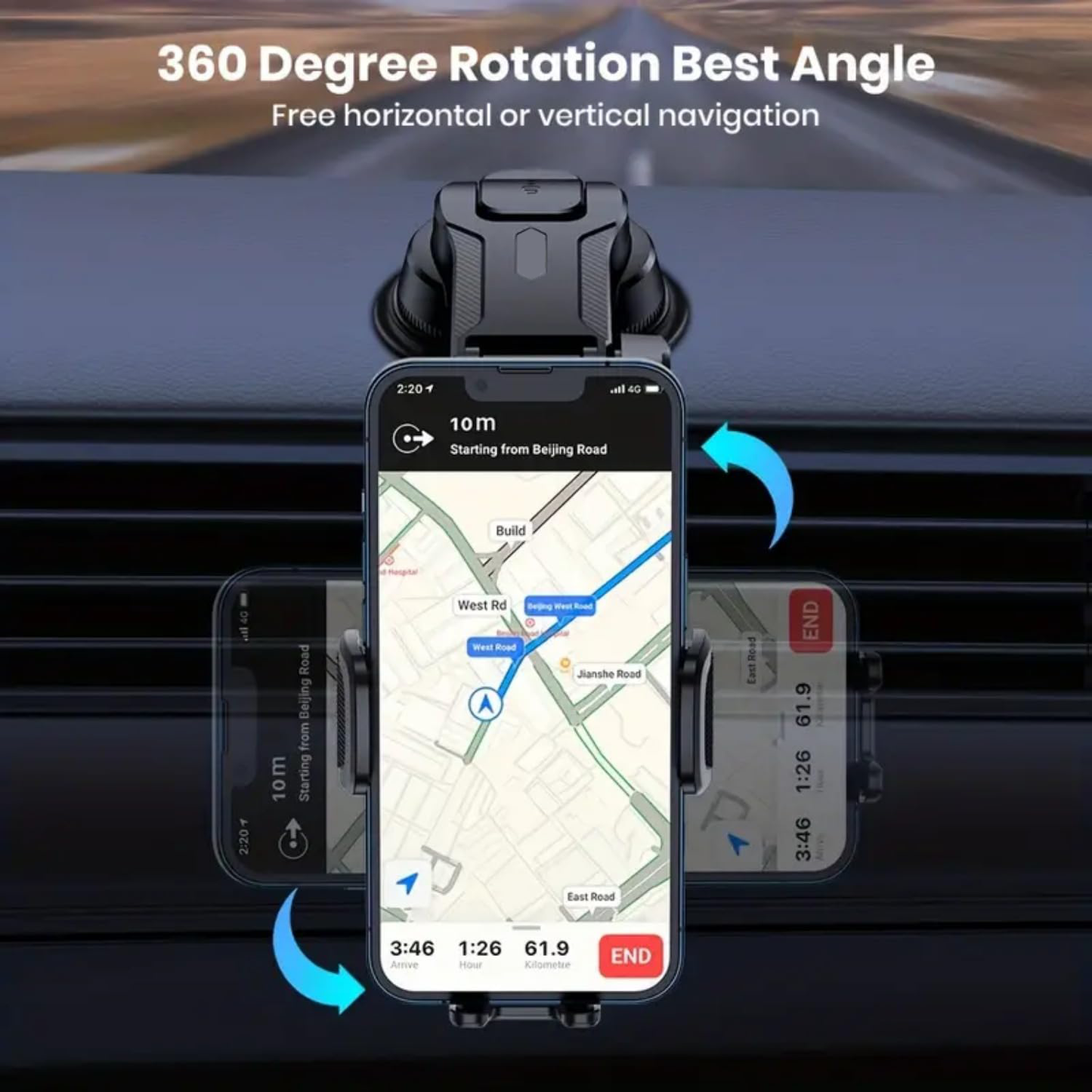 Car Phone Holder, Universal Car Holder for iPhone Android and All Smartphones, Downward Mount