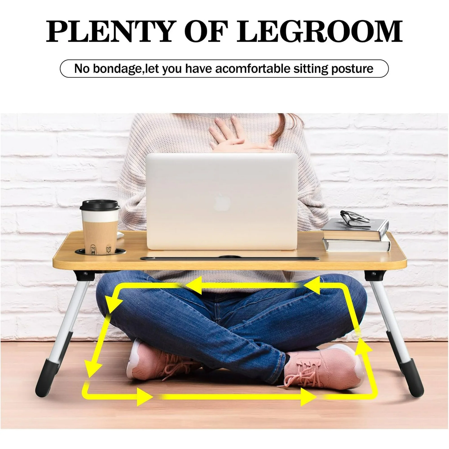 Lap Desk for Laptop - Foldable Laptop Desk for Bed and Couch, Portable and Lightweight Laptop Stand for Bed Breakfast, Working, Reading, and Writing, Wood Lap Table, Large Laptop Tray
